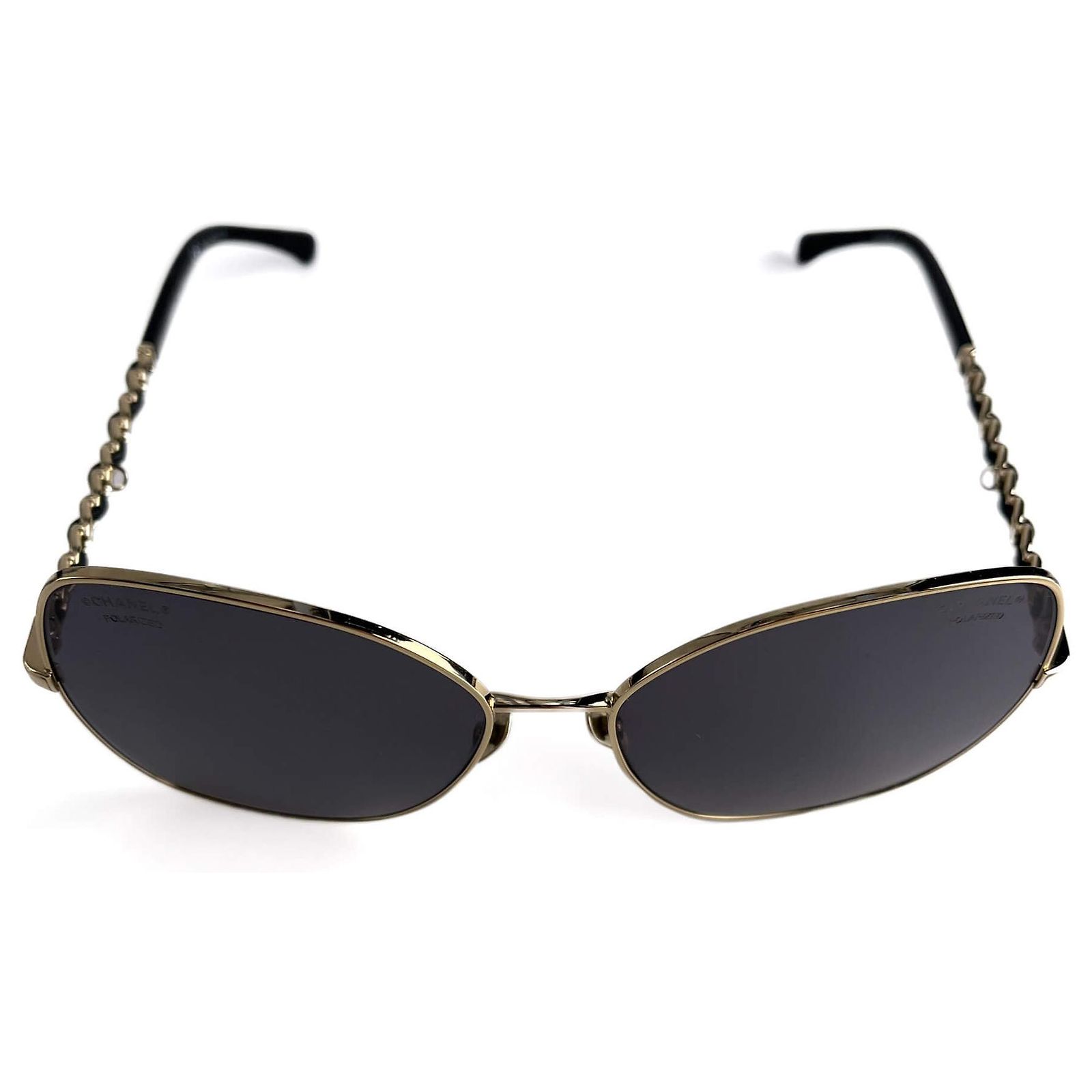 Chanel Pilot Sunglasses Logo Quilted Two Bridge Black Timeless Chanel Pilot Acetate and Calfskin Quilted Square  main image 3