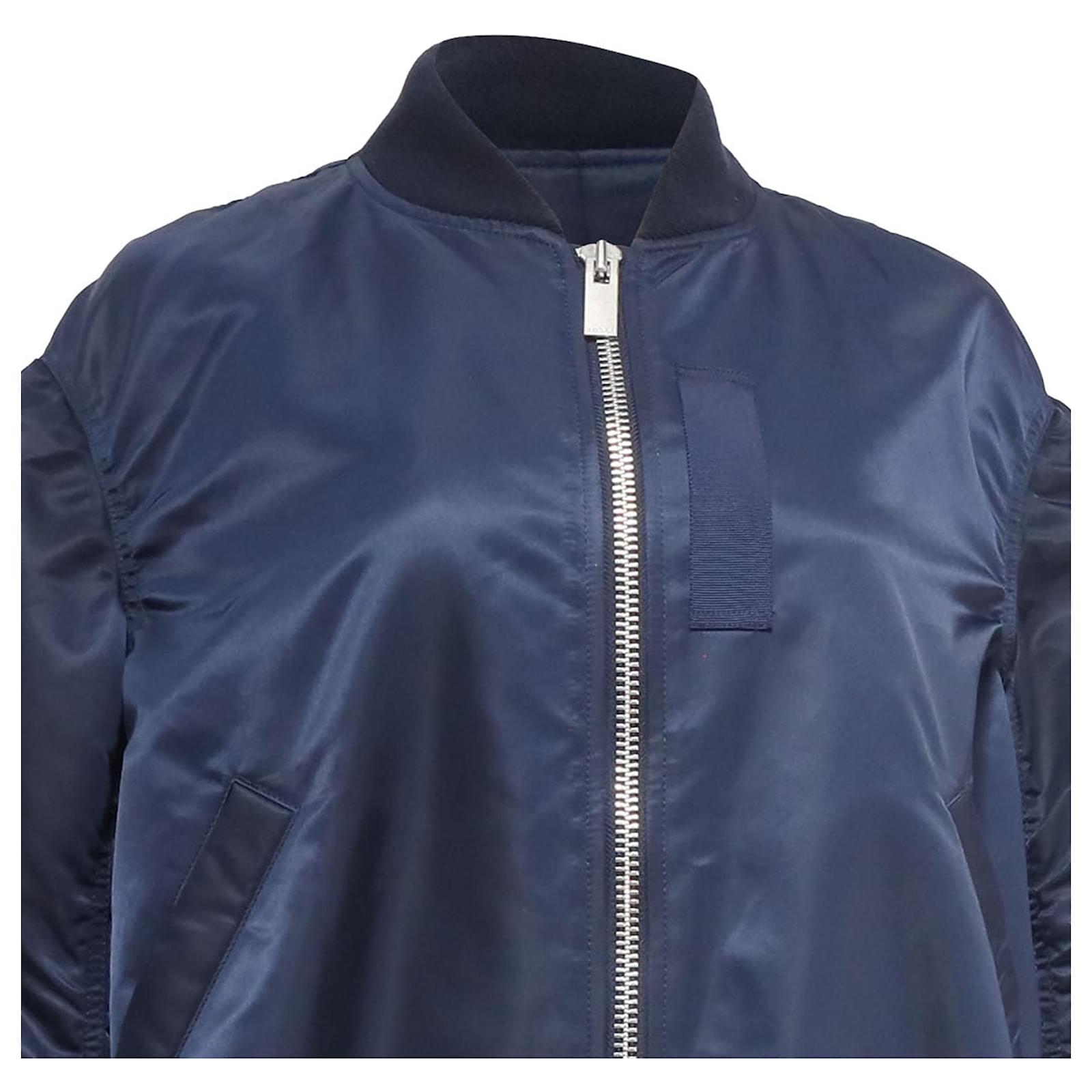 Sacai MA-1 Shell Bomber Jacket in Navy Blue Nylon ref.JC2537904