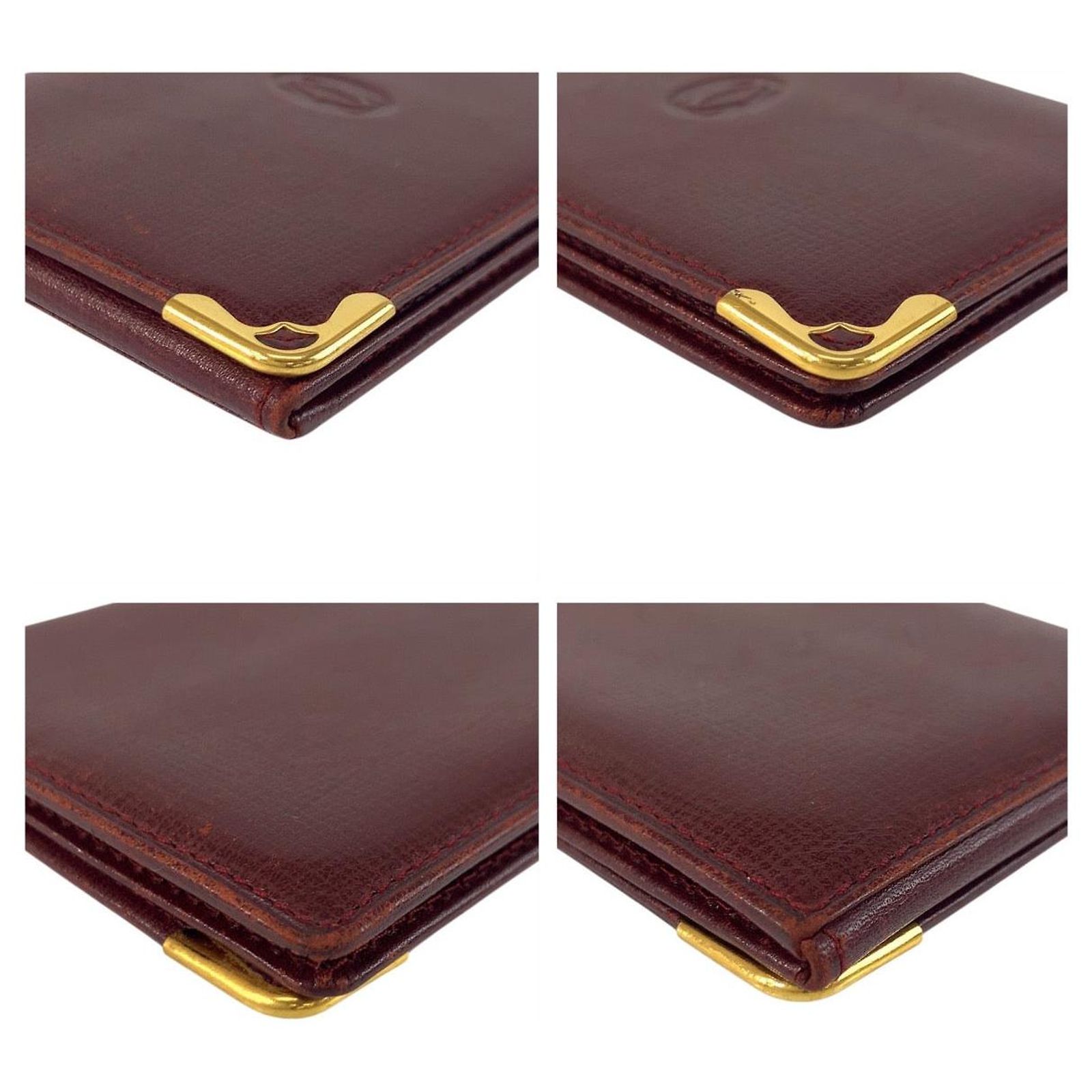 Cartier Must Line Leather Card Case Brown Dark red ref.JC2539636 