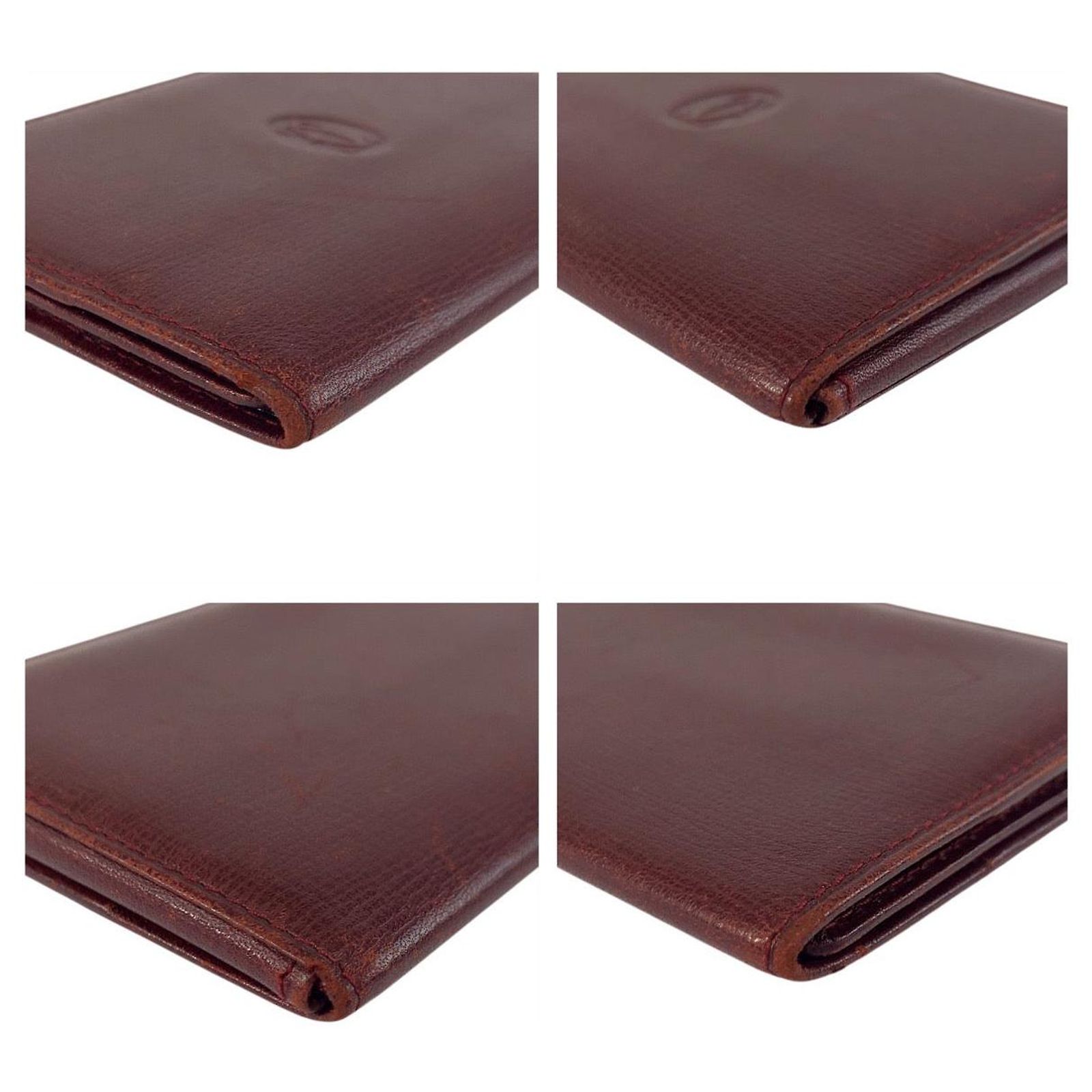 Cartier Must Line Leather Card Case Brown Dark red ref.JC2539636 