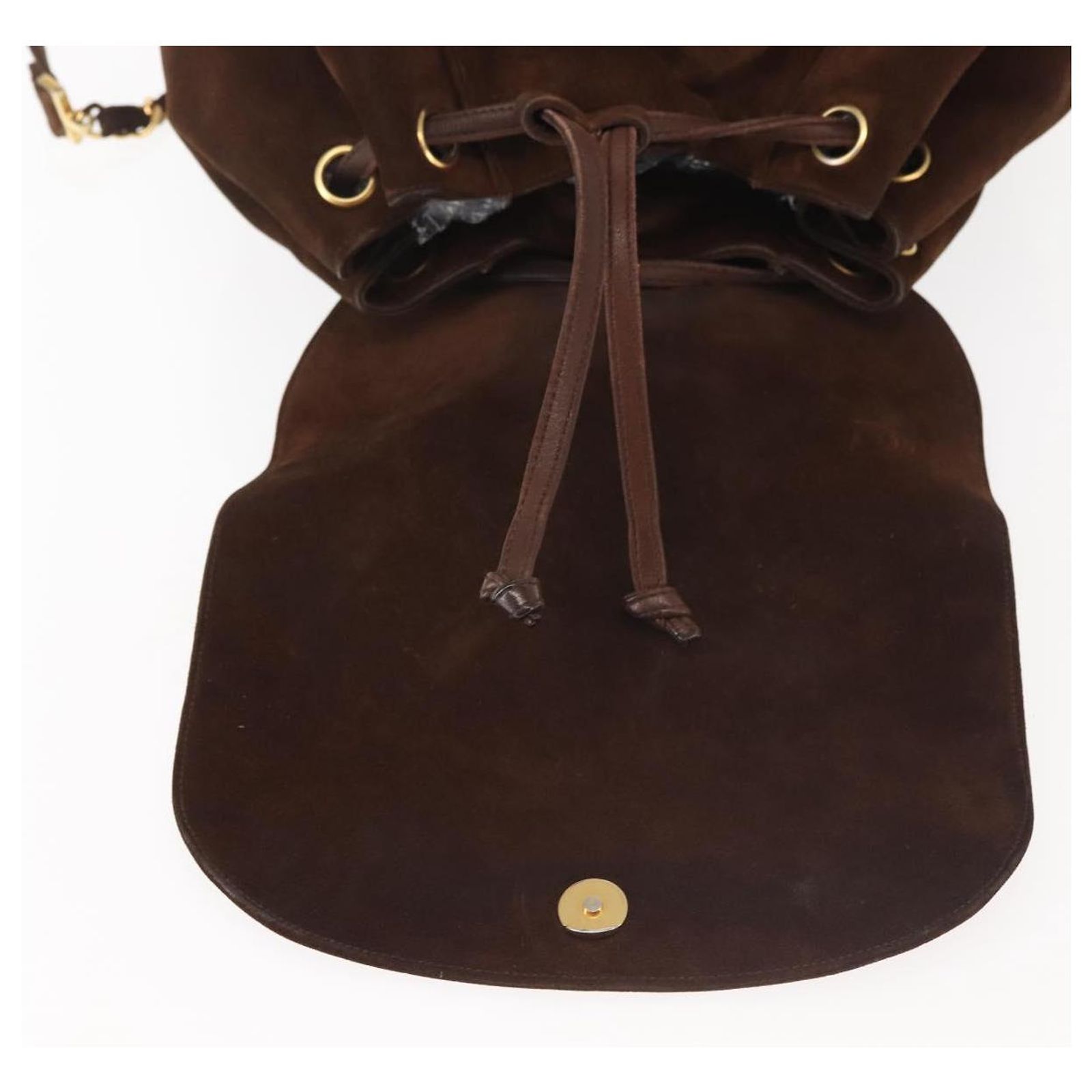 CHANEL Backpack Suede Brown Gold CC Auth BA5805 Golden ref 