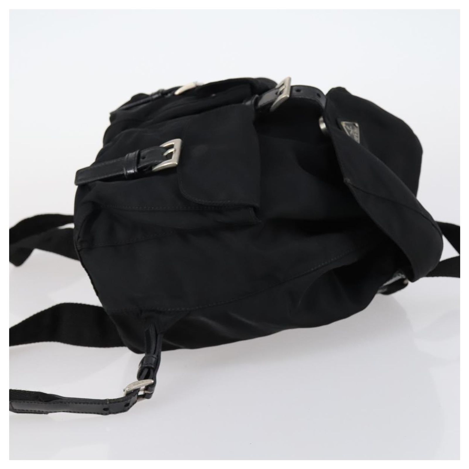 PRADA Backpack Nylon Black Silver Auth ka1167 PRADA Backpack Nylon Black Silver Auth fm4864 Silvery ref  main image 3