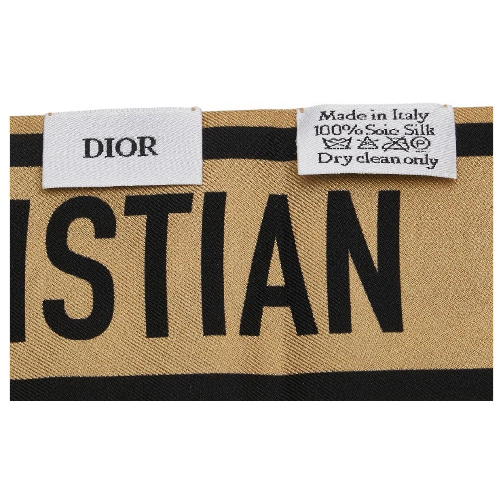 Christian Dior Leopard Print Mitzah Scarf Black Beige Silk  display picture 3
