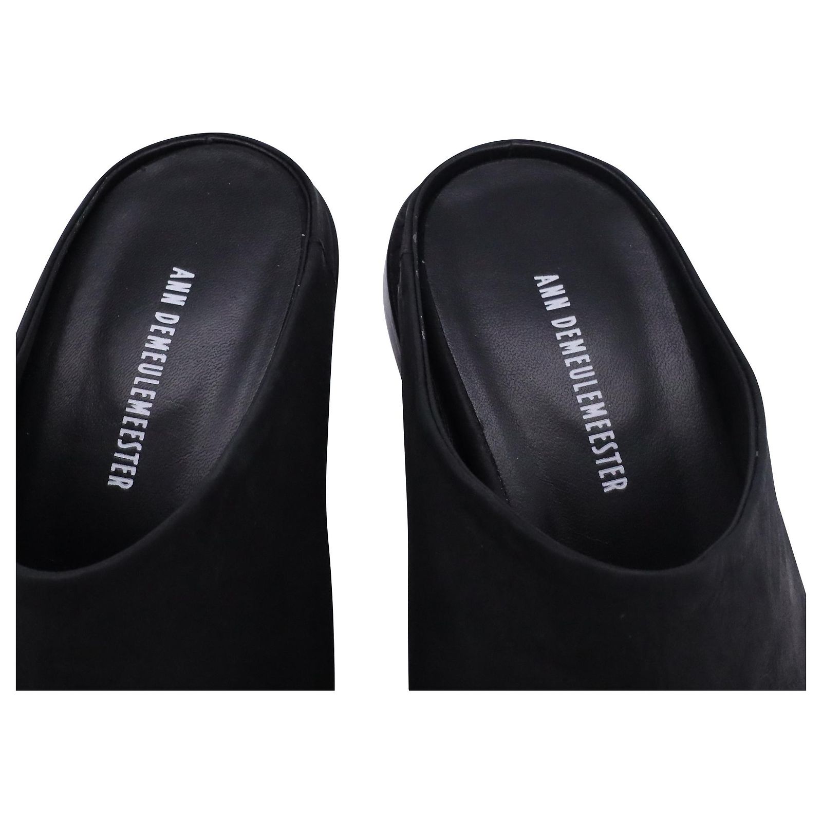 Ann Demeulemeester Clara Slide Sandal Heels in Black Calf Leather 