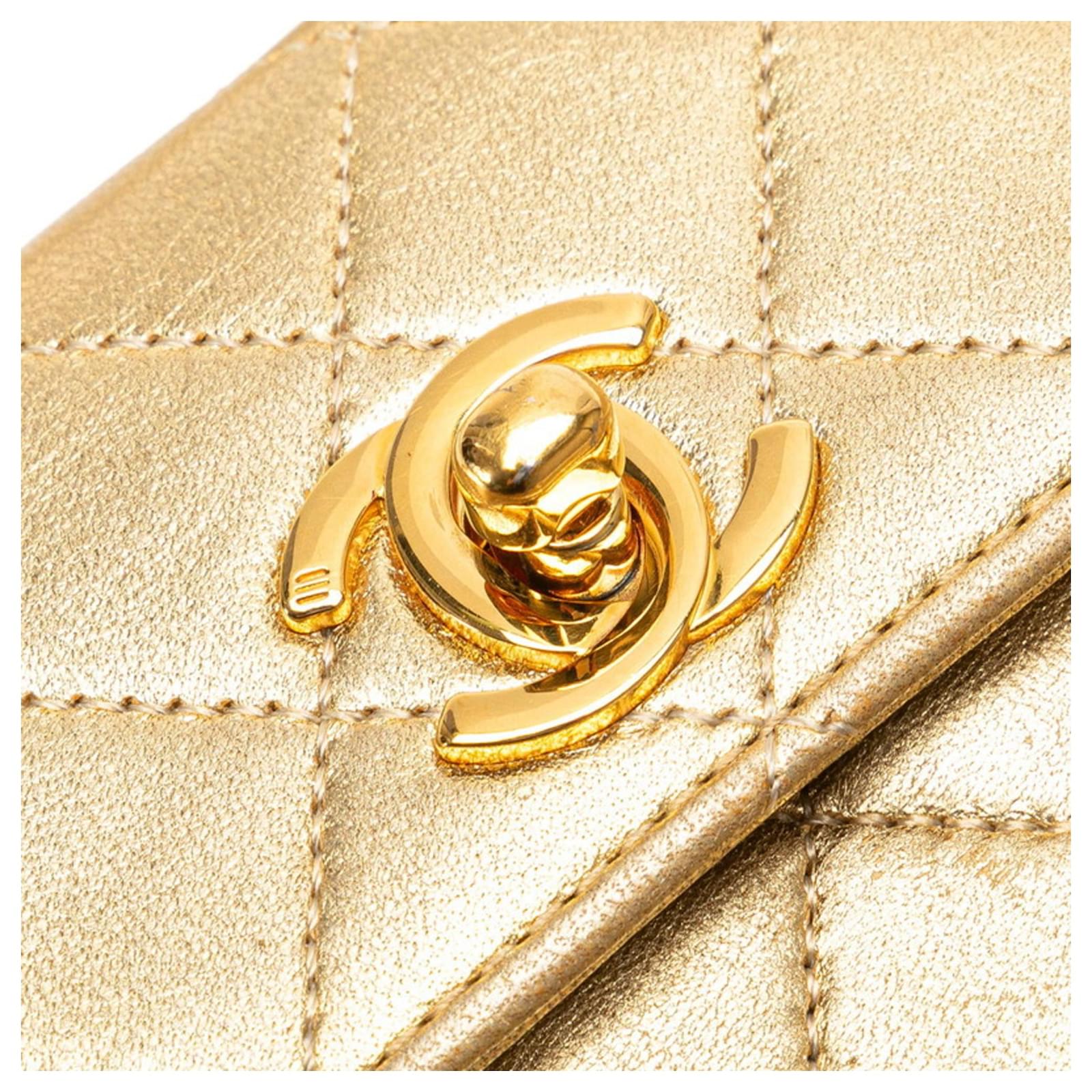 CHANEL Mini Matelasse Coco Mark Chain Shoulder Bag Golden Leather