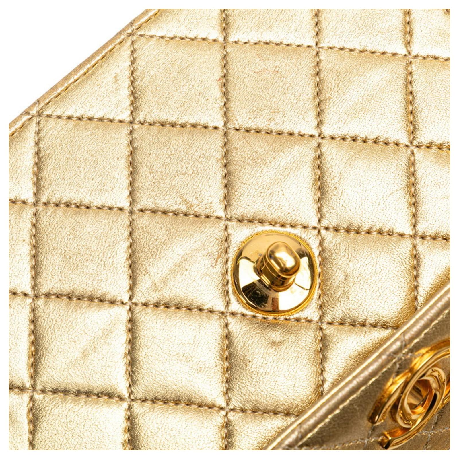 CHANEL Mini Matelasse Coco Mark Chain Shoulder Bag Golden Leather