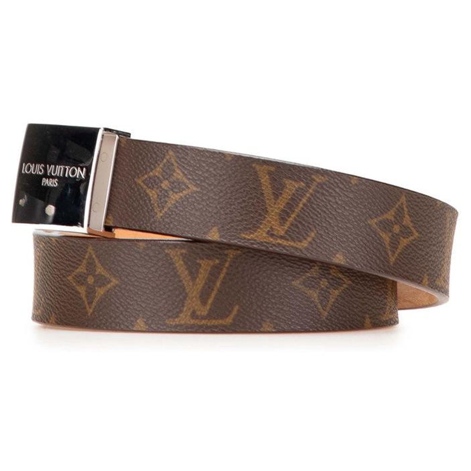 Louis Vuitton Sangle Carre Monogram Belt Bronze Cloth ref  display picture 1