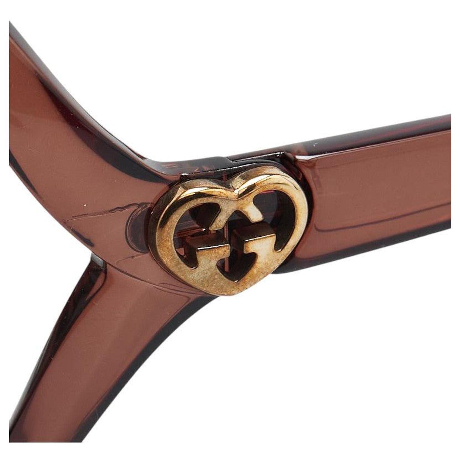 Gucci Lovely Heart Interlocking G Sunglasses Brown Plastic 