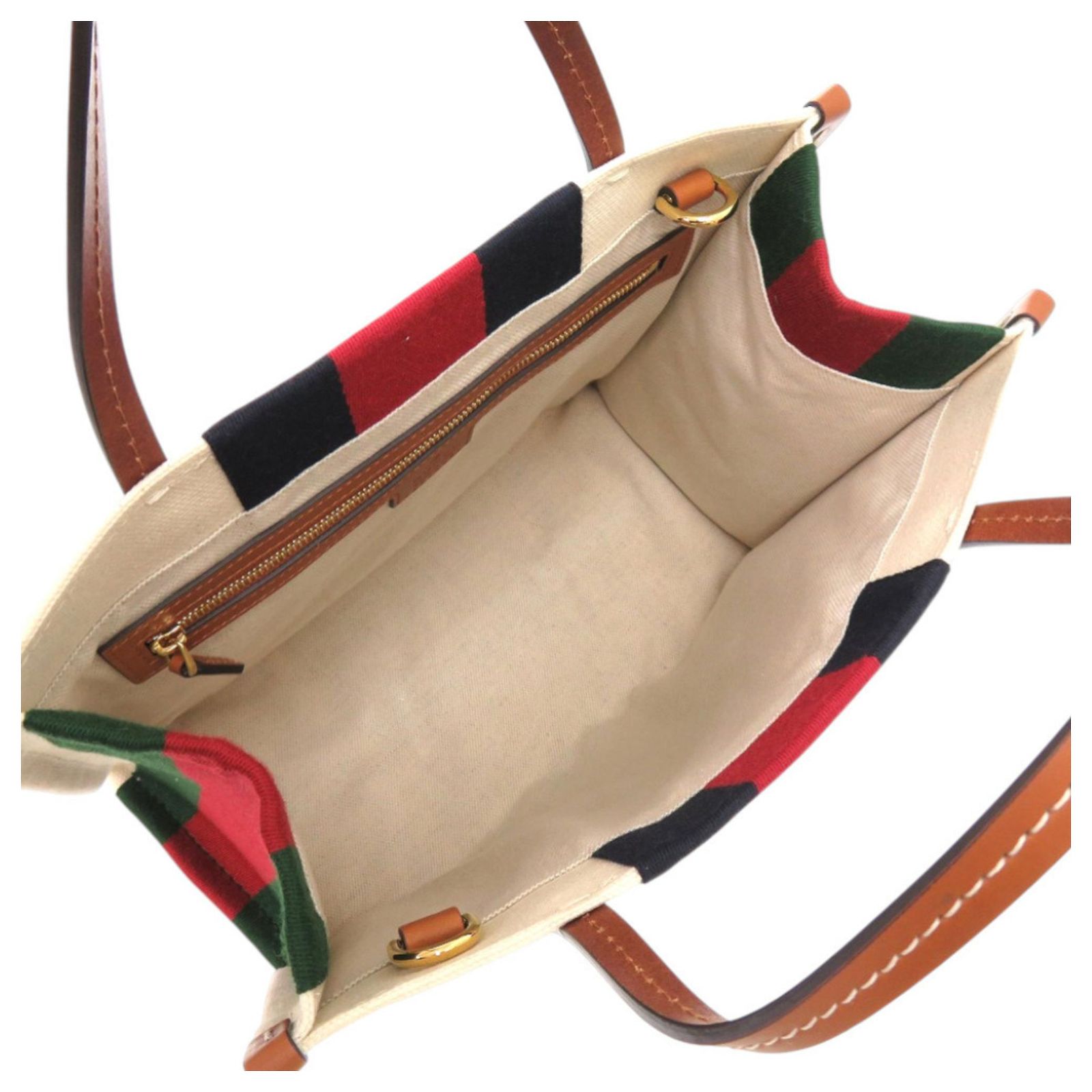 Gucci 2-way Sherry Line Interlocking G Patch Canvas Tote Bag White 