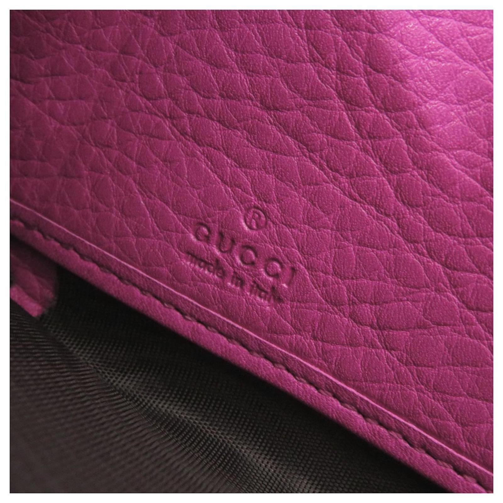 Gucci Bamboo Round Zip Long Wallet Pink Leather ref.2548359 - Joli