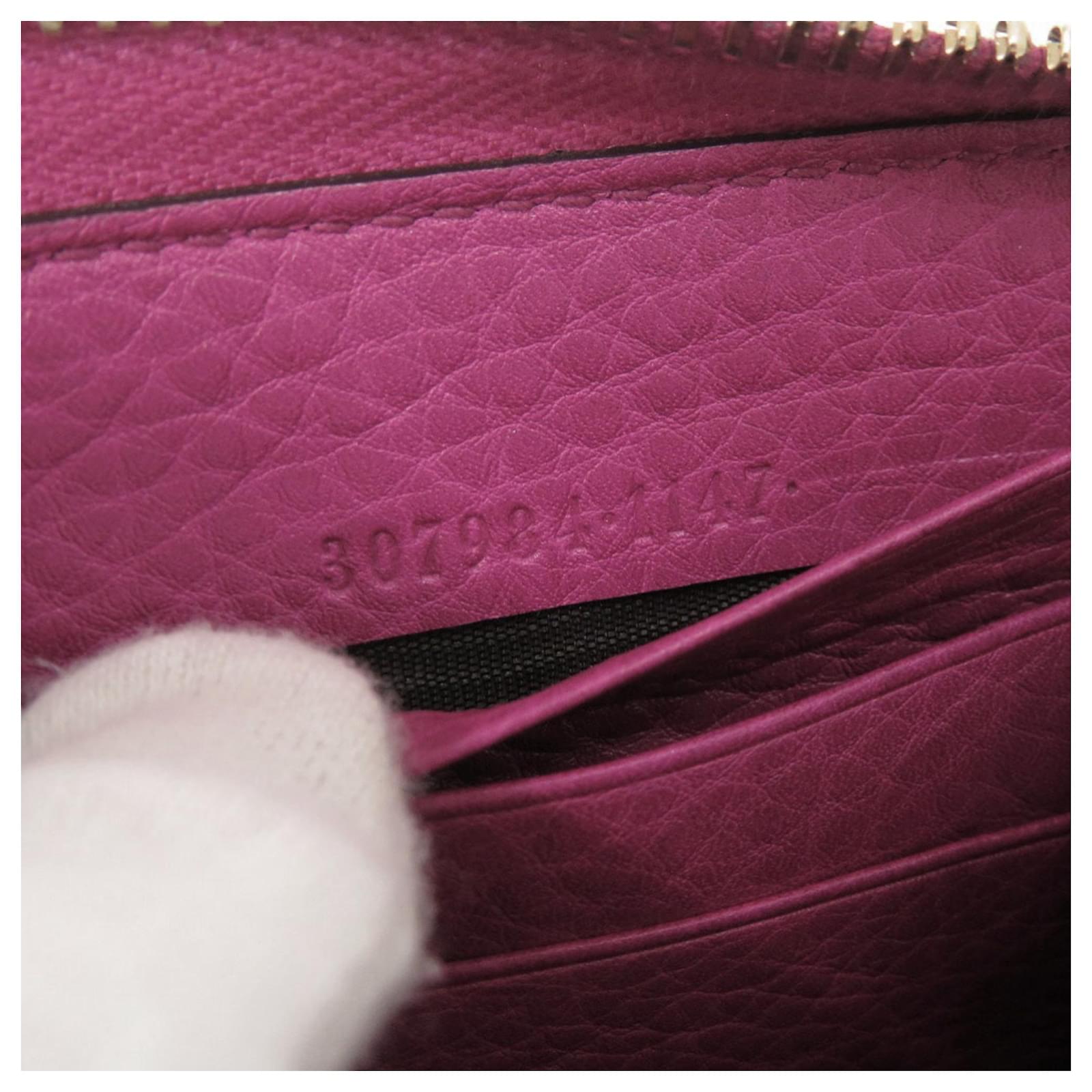 Gucci Bamboo Round Zip Long Wallet Pink Leather ref.2548359 - Joli