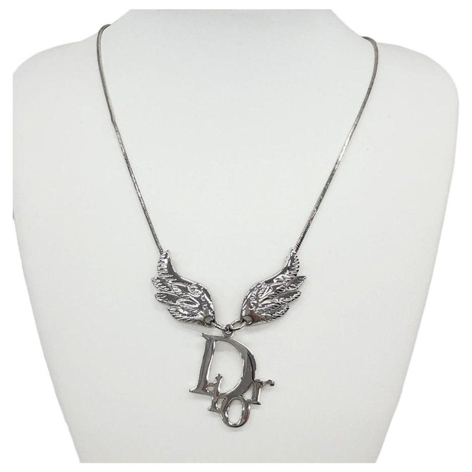 Christian Dior Silver Logo Wing Necklace John Galliano ref.2549234