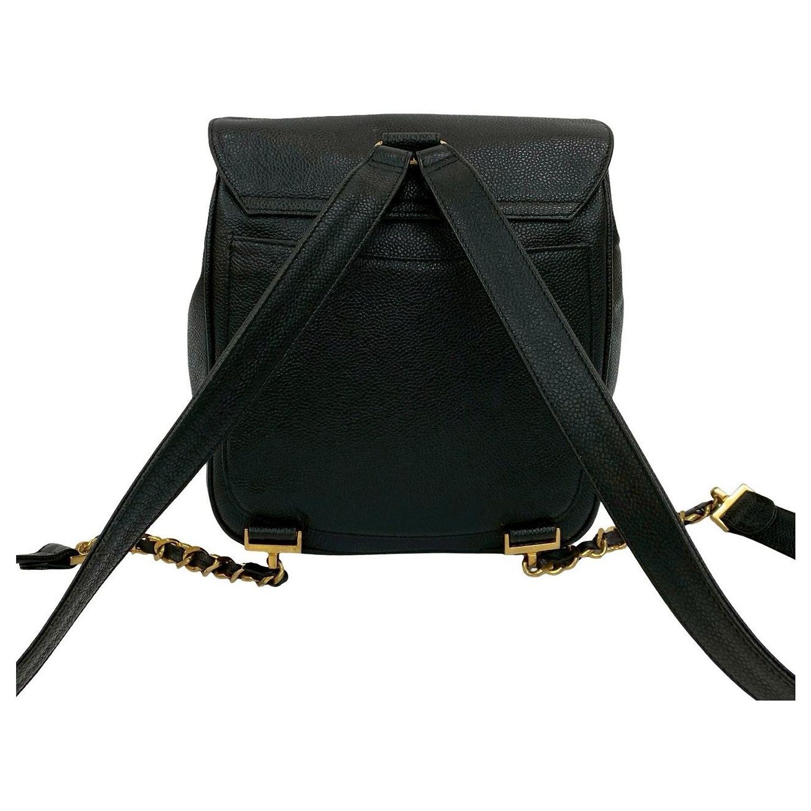 CHANEL Backpack Coco Mark Caviar Skin Black Chanel Coco Mark Caviar Skin Mini Backpack Black Leather ref  main image 2