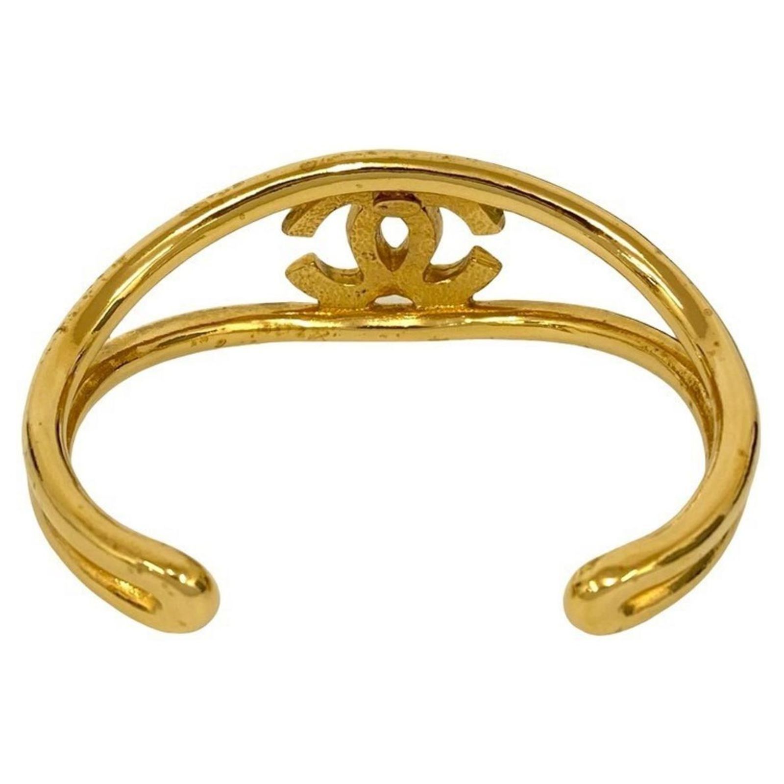 CHANEL Vintage Coco Mark Bangle Bracelet Golden Gold-plated ref 