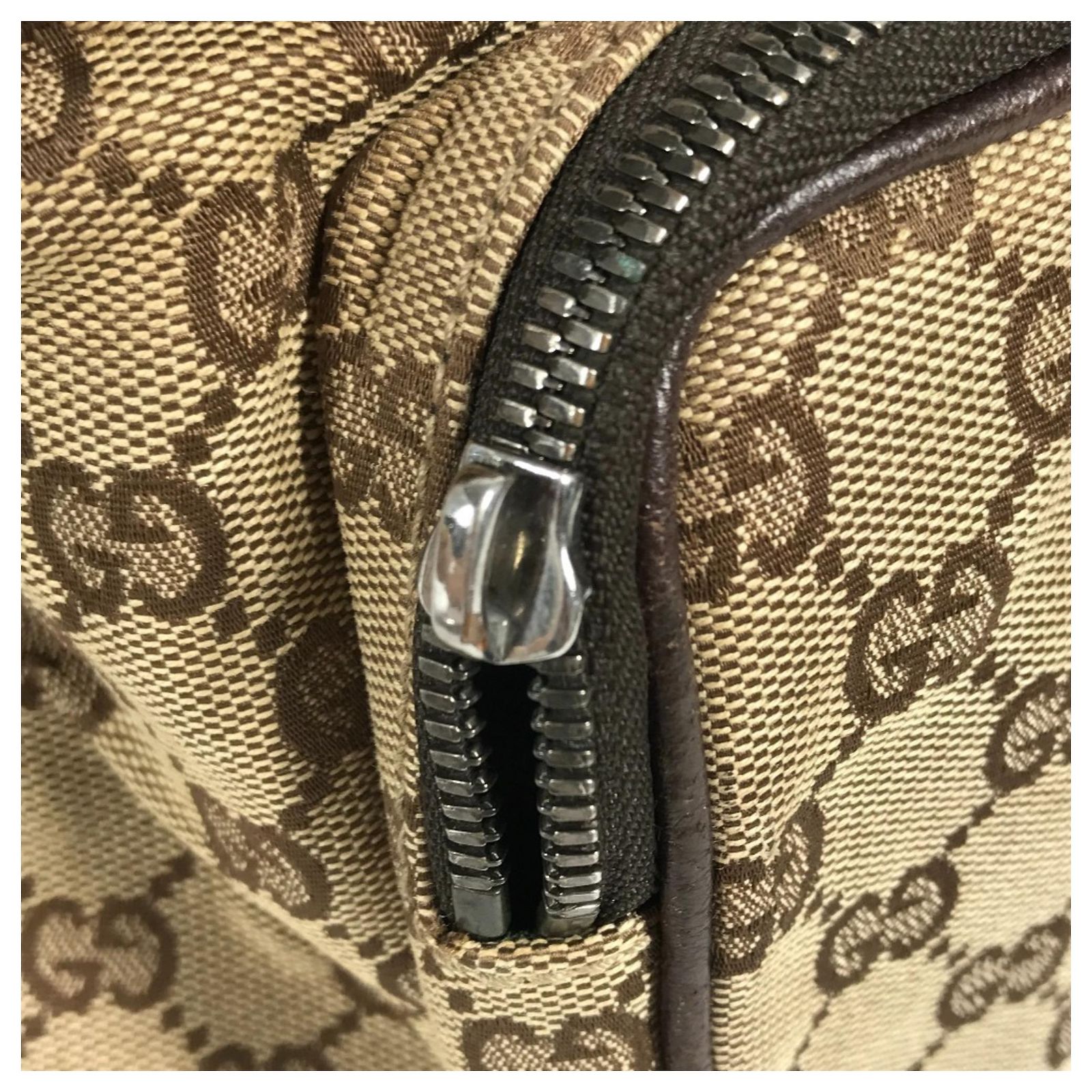 GUCCI 114552 GG Logo Backpack in Canvas/Leather, Unisex, Beige Gucci GUCCI - BEIGE GG CANVAS JACKIE BACKPACK VINTAGE  main image 4