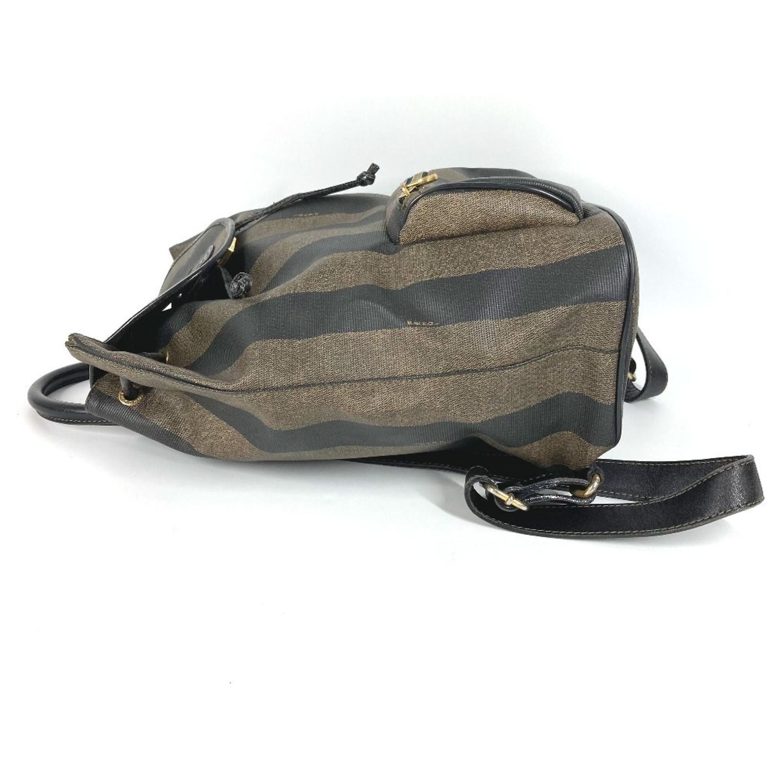 Fendi Pecan Backpack Black Khaki Leather Plastic ref 