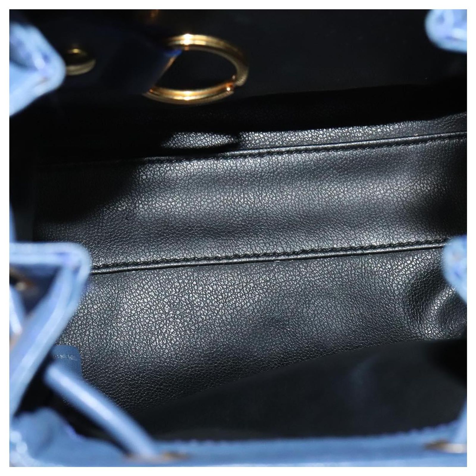 Christian Dior Vintage Flap Backpack Leather Small Blue ref  display picture 3