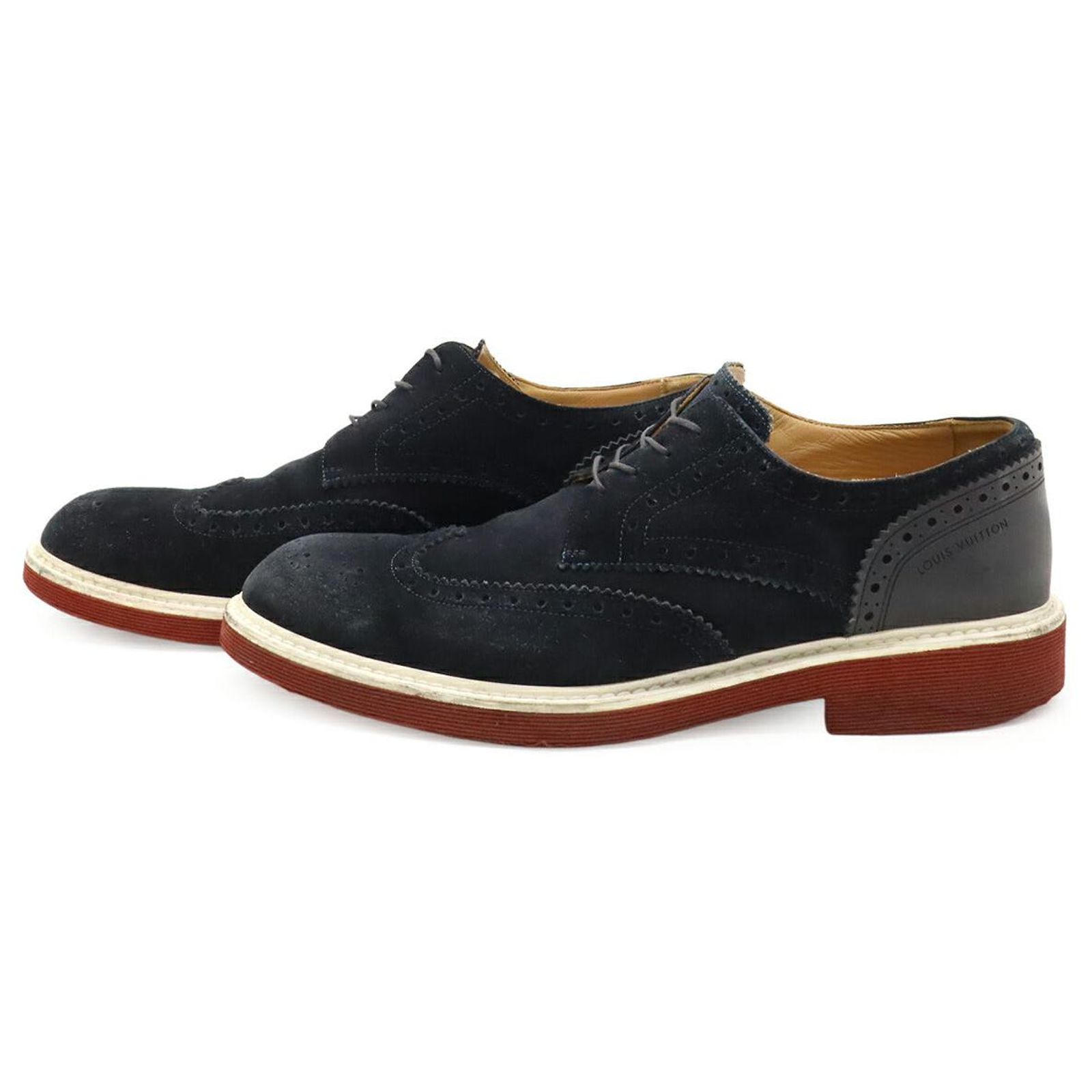 Louis Vuitton Wingtip Leather Sneakers Blue Suede ref  display picture 3