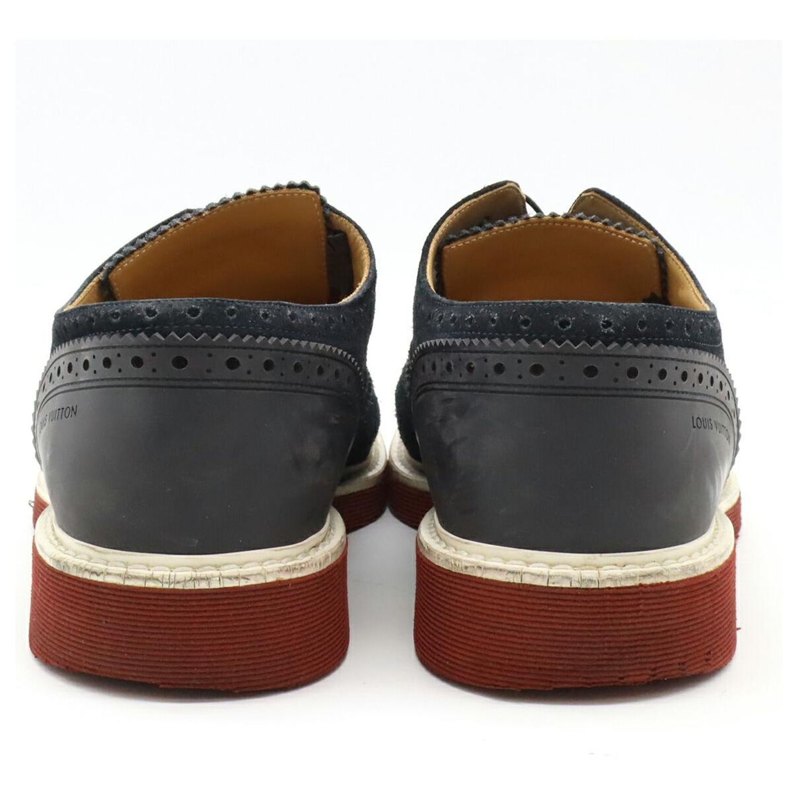 Louis Vuitton Navy Suede Wingtip Louis Vuitton Midnight Blue Suede Palm Beach Wing Tip  main image 2