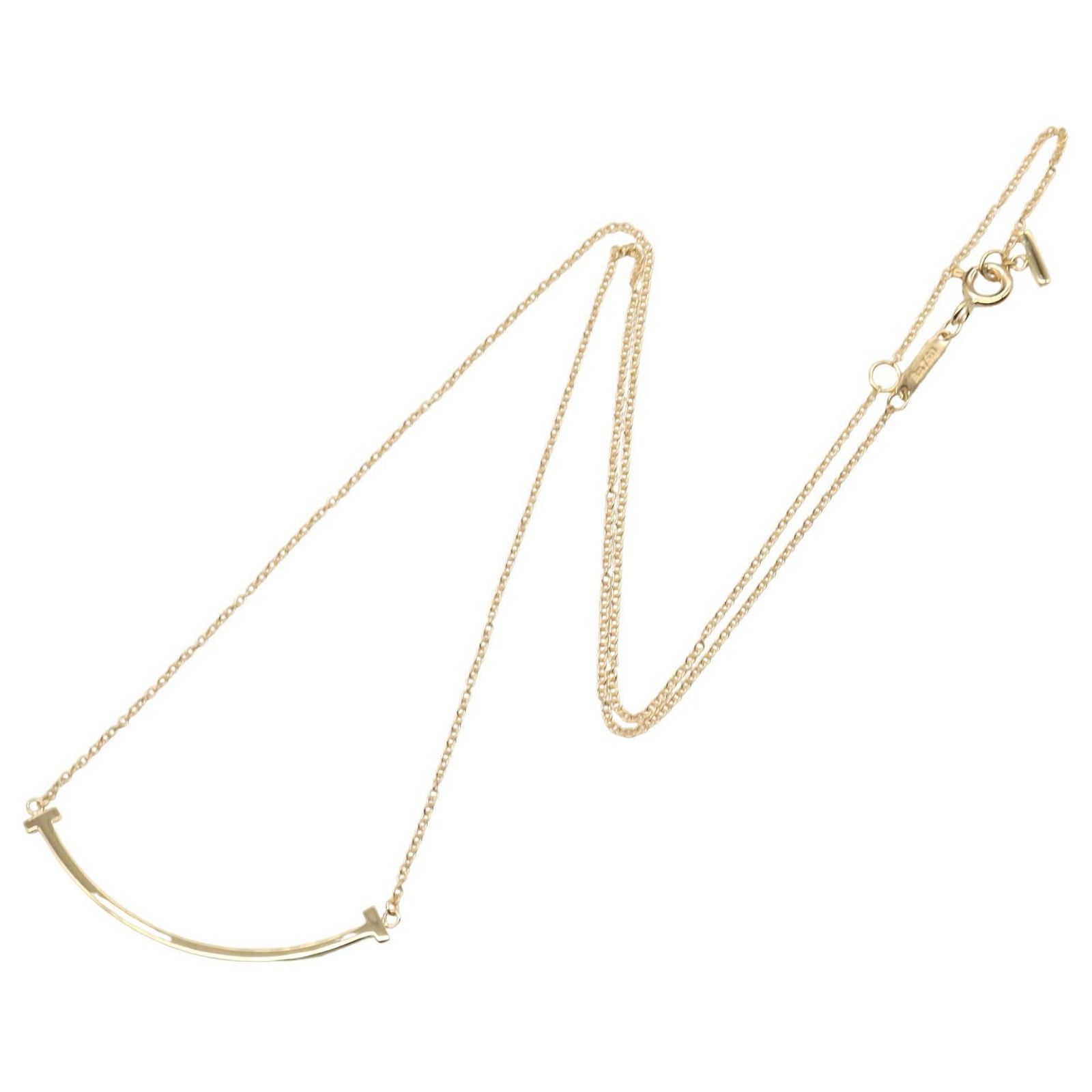 Tiffany & Co. T Smile Au750 Necklace Golden Metal ref.JC2551772 