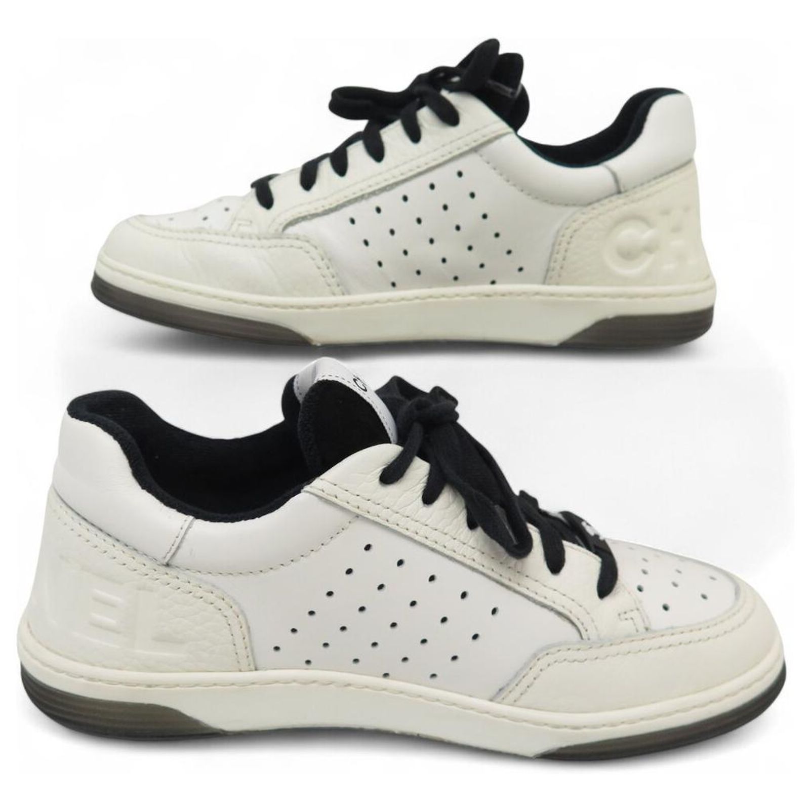 CHANEL SHOES BASKETS G38808 36 IN WHITE LEATHER ref.2552735 (Sold