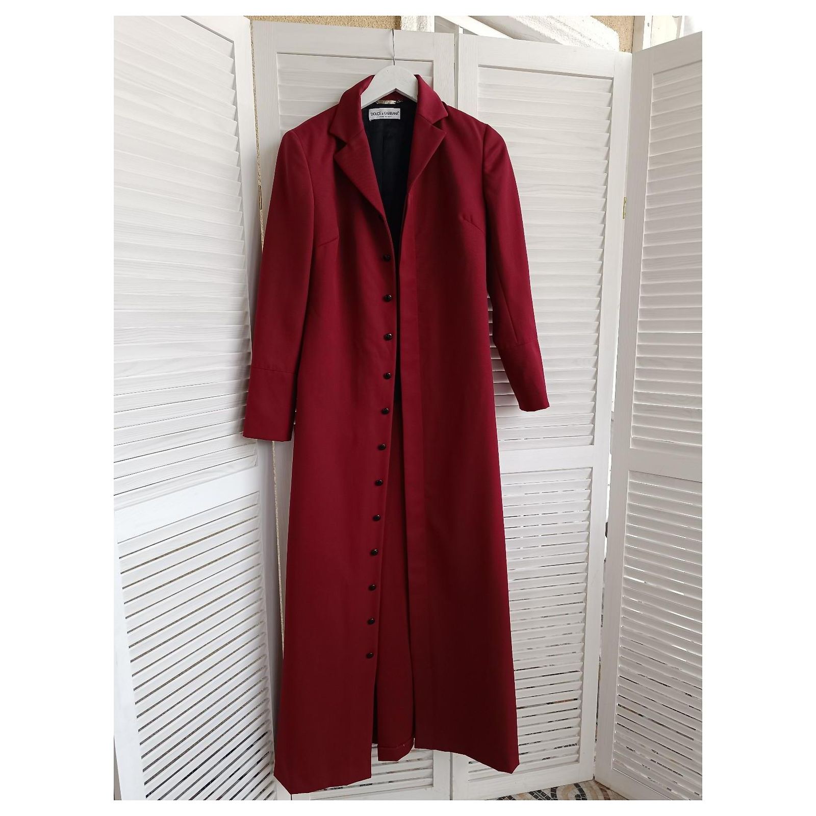 Rare! 1997 97FW Dolce & Gabbana Vintage Trench Wool Coat Dark red