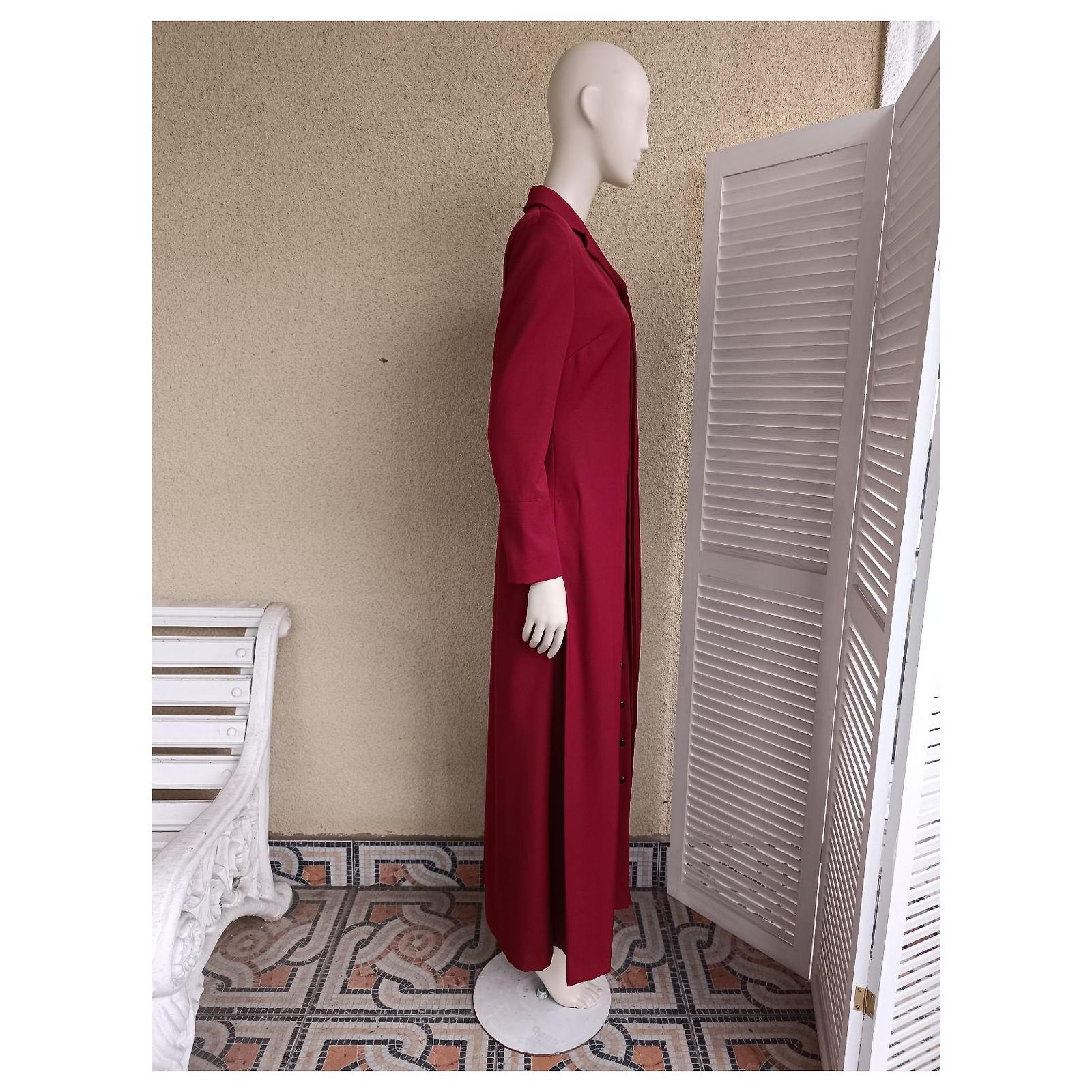 Rare! 1997 97FW Dolce & Gabbana Vintage Trench Wool Coat Dark red