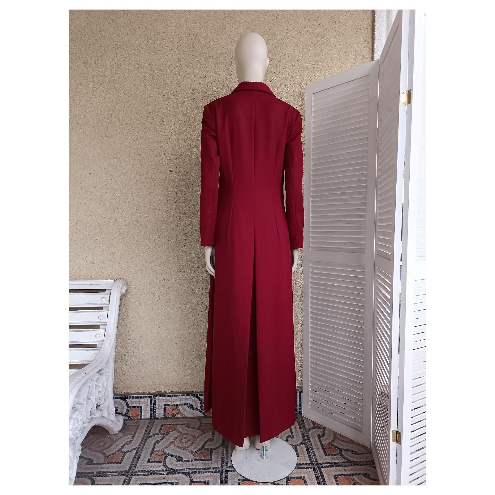 Rare! 1997 97FW Dolce & Gabbana Vintage Trench Wool Coat Dark red