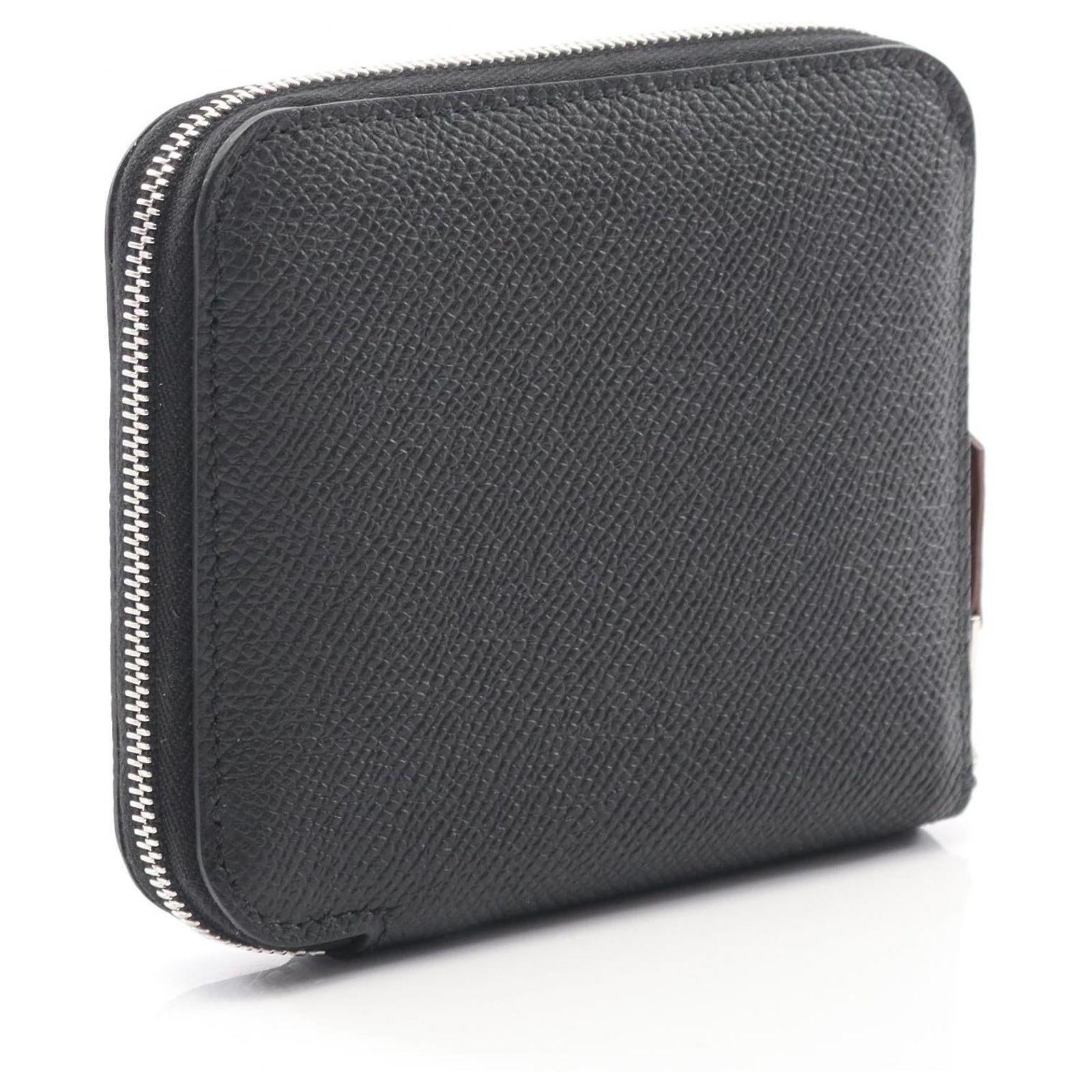 Hermès Hermes Azap Compact Silk In Wallet Black Leather Pony-style 