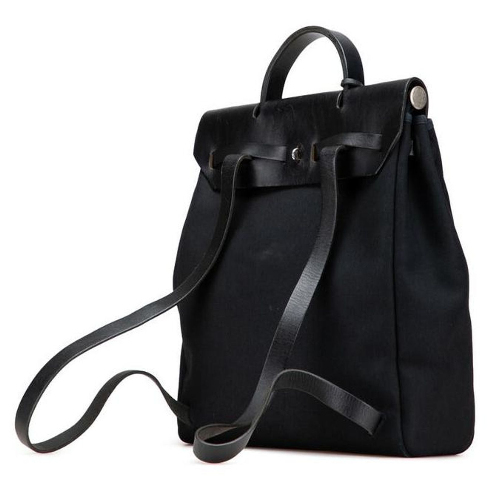 Hermes Herbag a Dos PM Backpack 2-Way Handbag Toile Officier Leather Black Hermes Toile Vache Calfskin Herbag 30 PM Backpack Black  main image 3