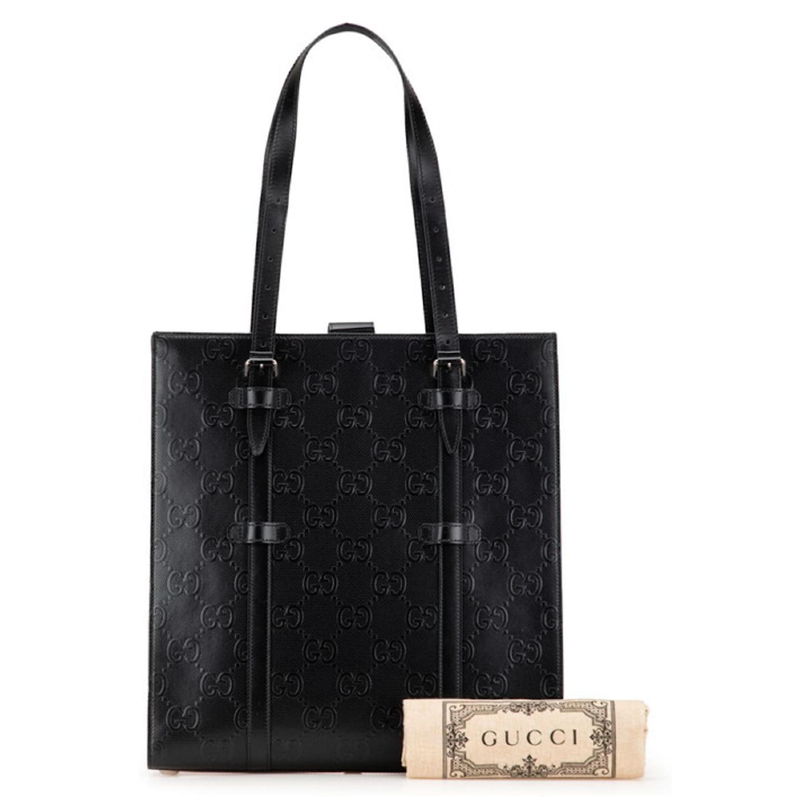Gucci GG Embossed Black Leather Tote Bag ref.JC2557560 (Sold