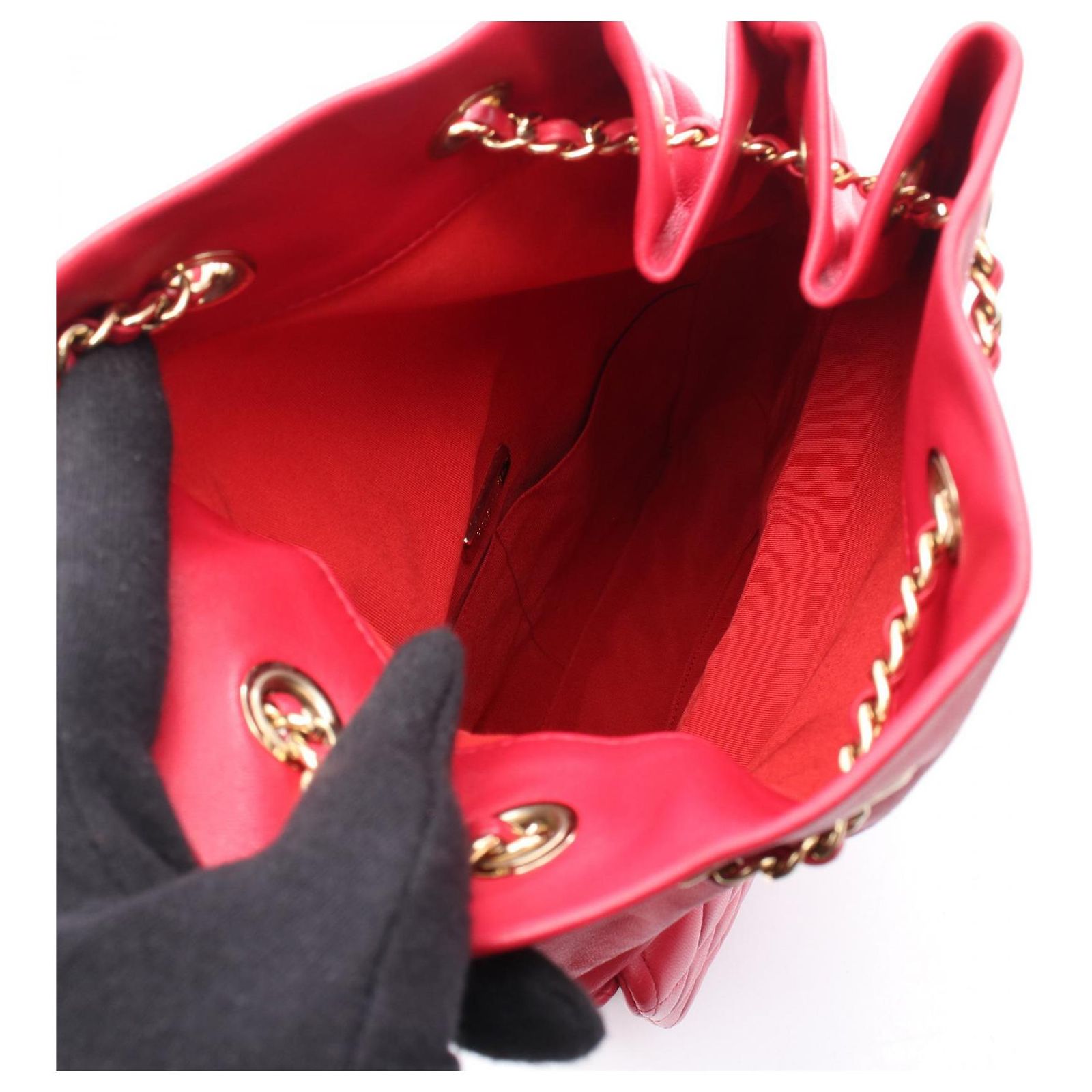 CHANEL Matelasse Cruise Line Backpack Bag in Lambskin Leather, Red, Women\'s, A94 Chanel Matelasse Cruise Line Lambskin Backpack Red Leather  main image 2