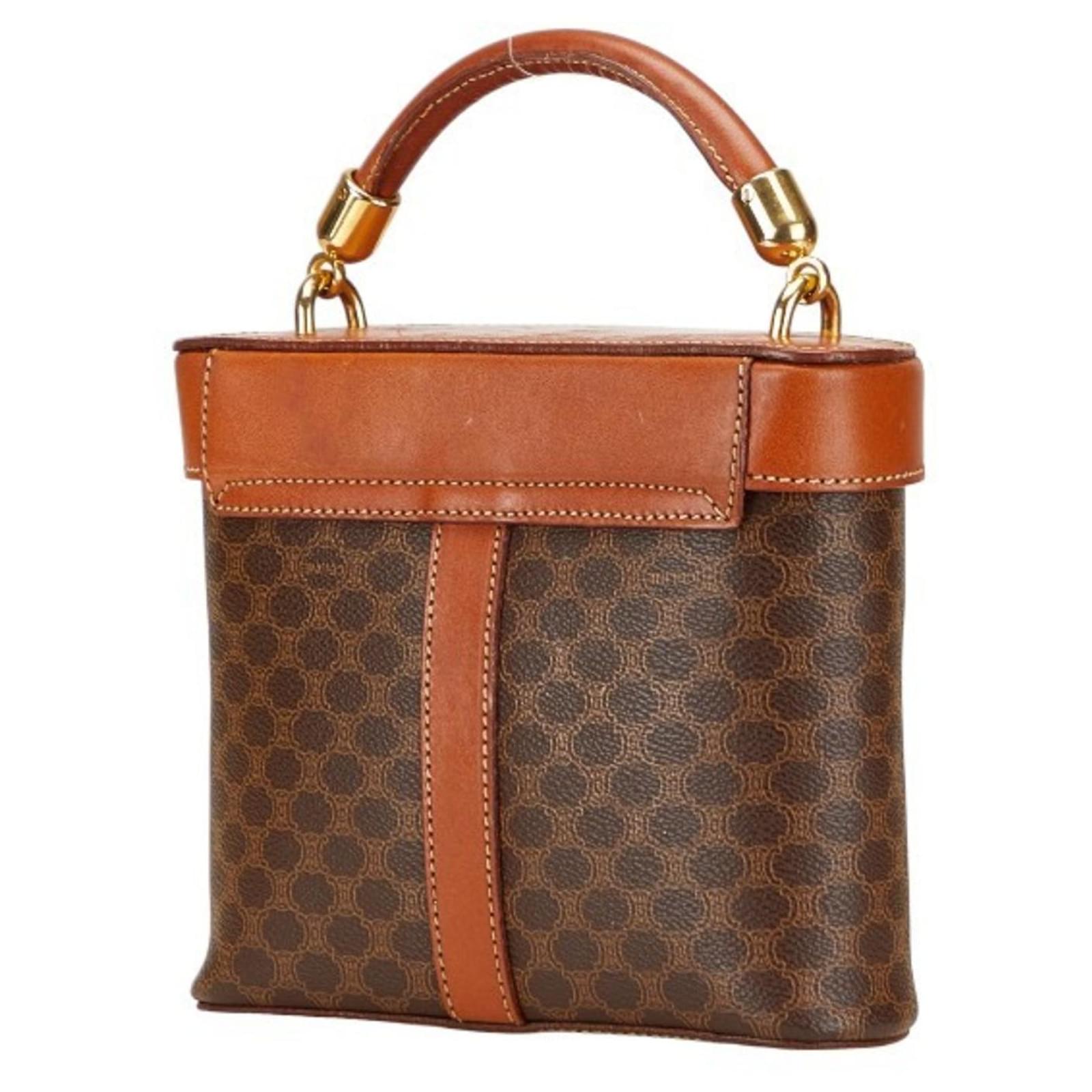 Céline Celine Macadam Vanity Bag Brown Leather Plastic ref.2558060