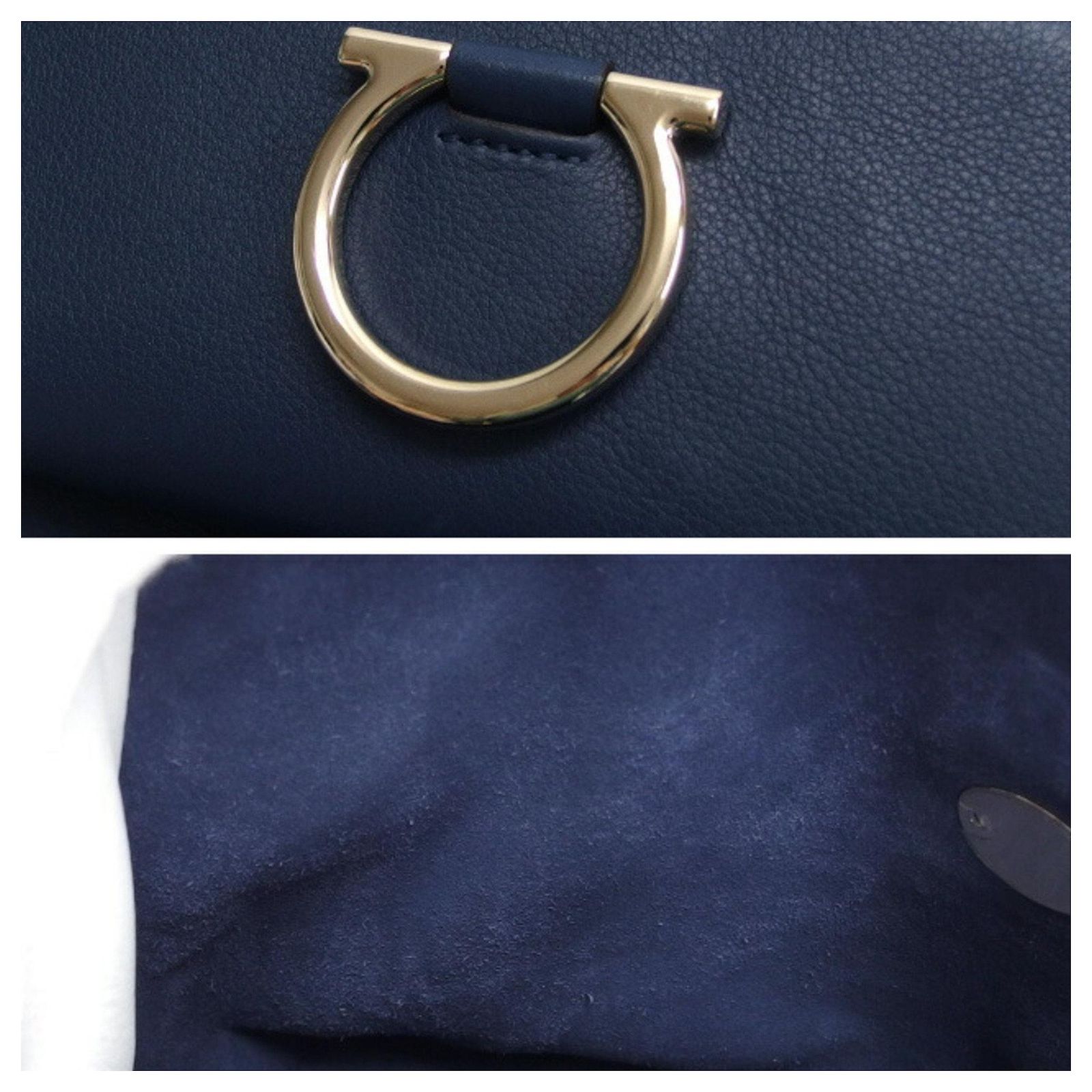 Salvatore Ferragamo Jet Set Two-Tone Handbag Brown Navy blue 