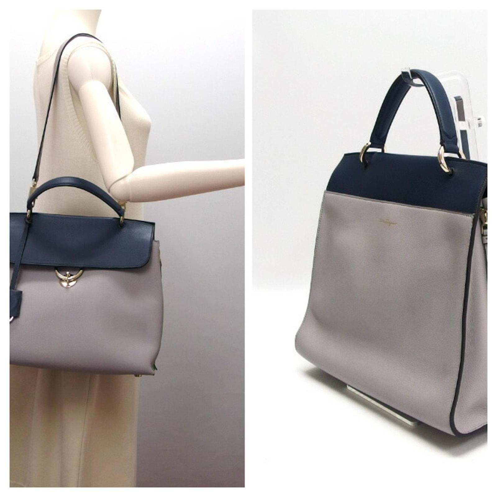 Salvatore Ferragamo Jet Set Two-Tone Handbag Brown Navy blue