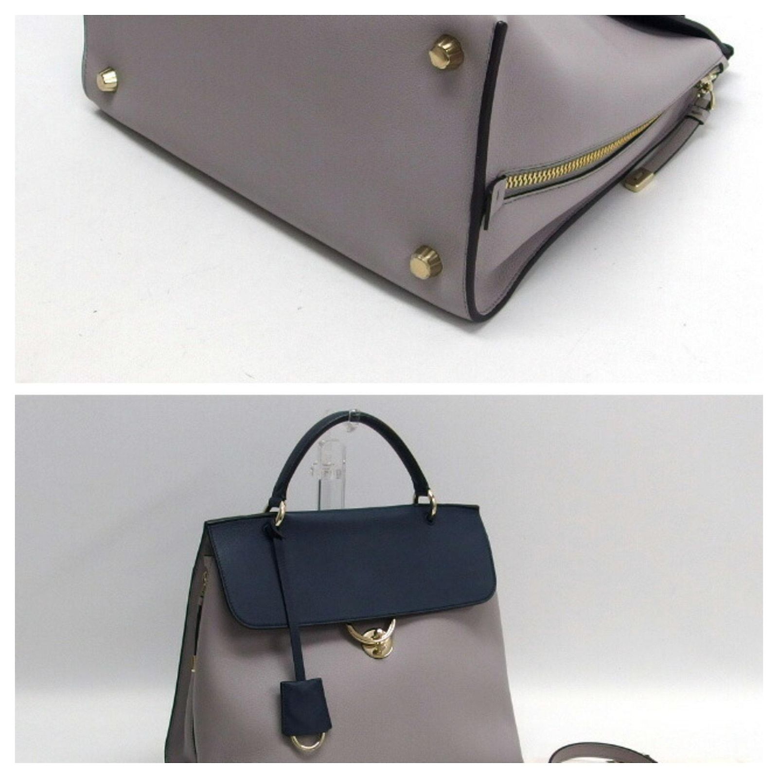 Salvatore Ferragamo Jet Set Two-Tone Handbag Brown Navy blue 