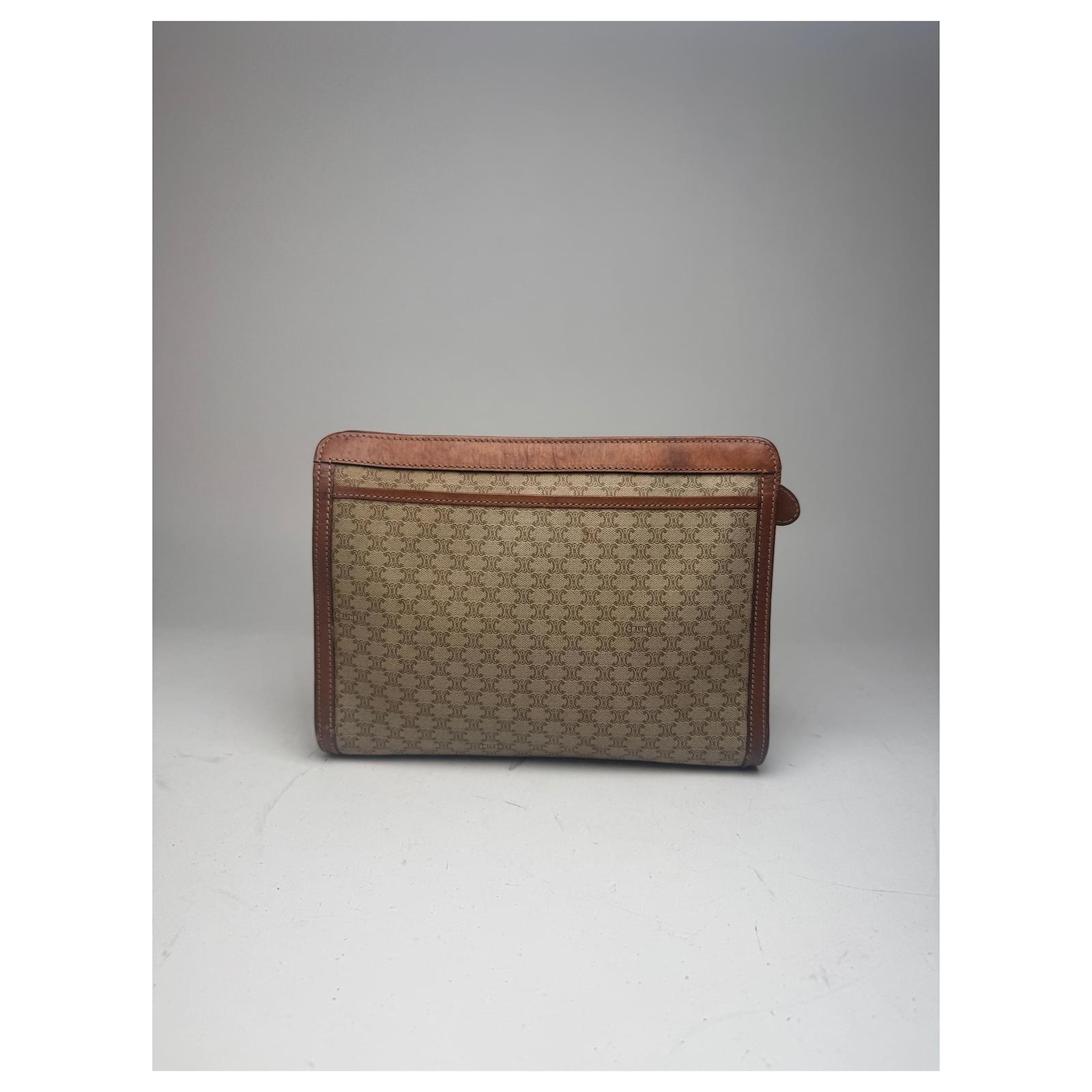 Céline Celine Brown Pochette Macadam Plastique Marron Beige ref.542949