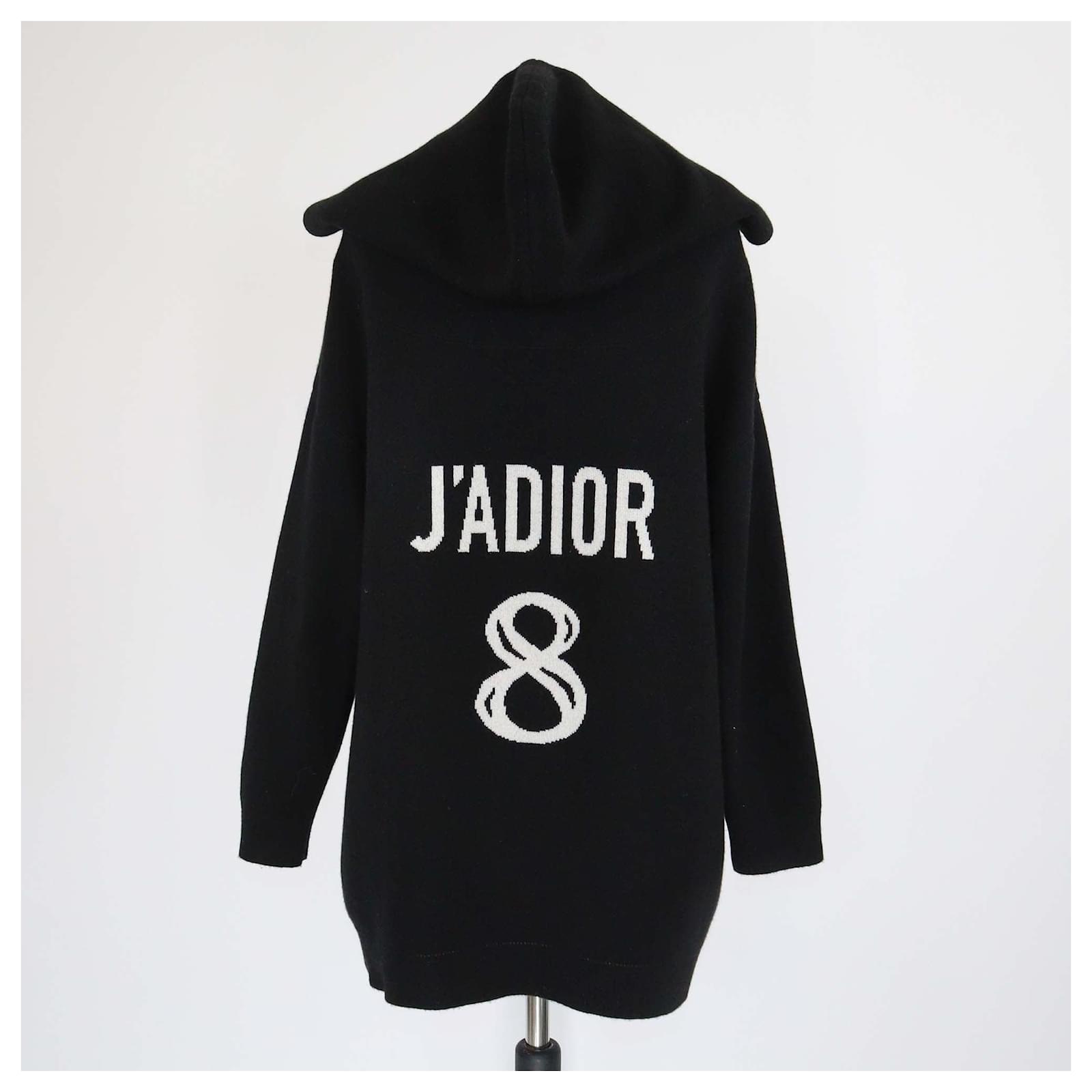 Christian Dior Black Cashmere Blend J'adior 8 Hooded Sweater