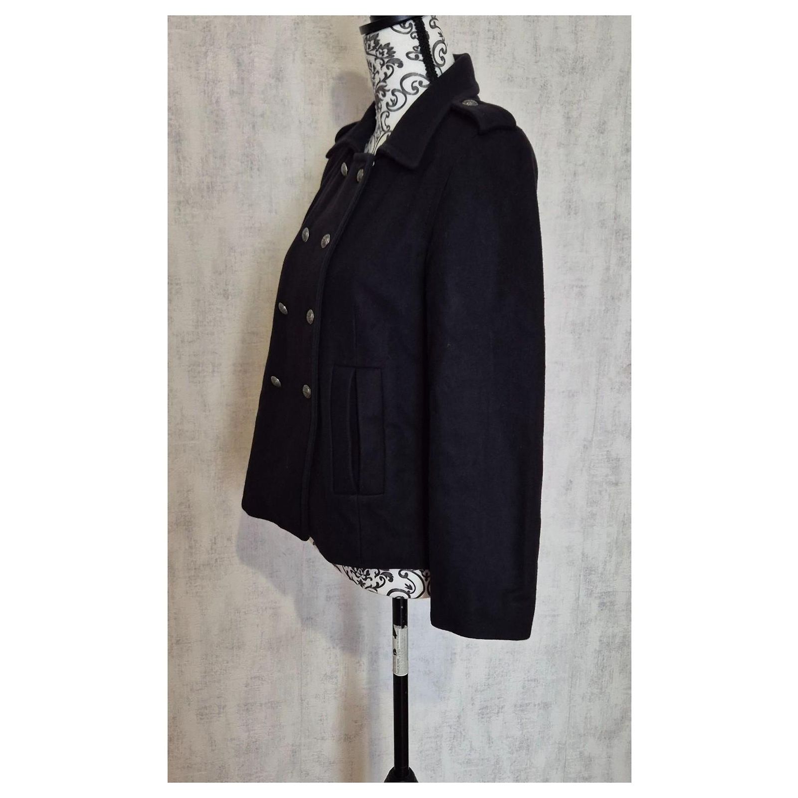 Manteau Caban Court En Laine Vierge - Marque Pablo Gérard Darel - Taille 38 (M) - Noir - Occasion En Parfait État