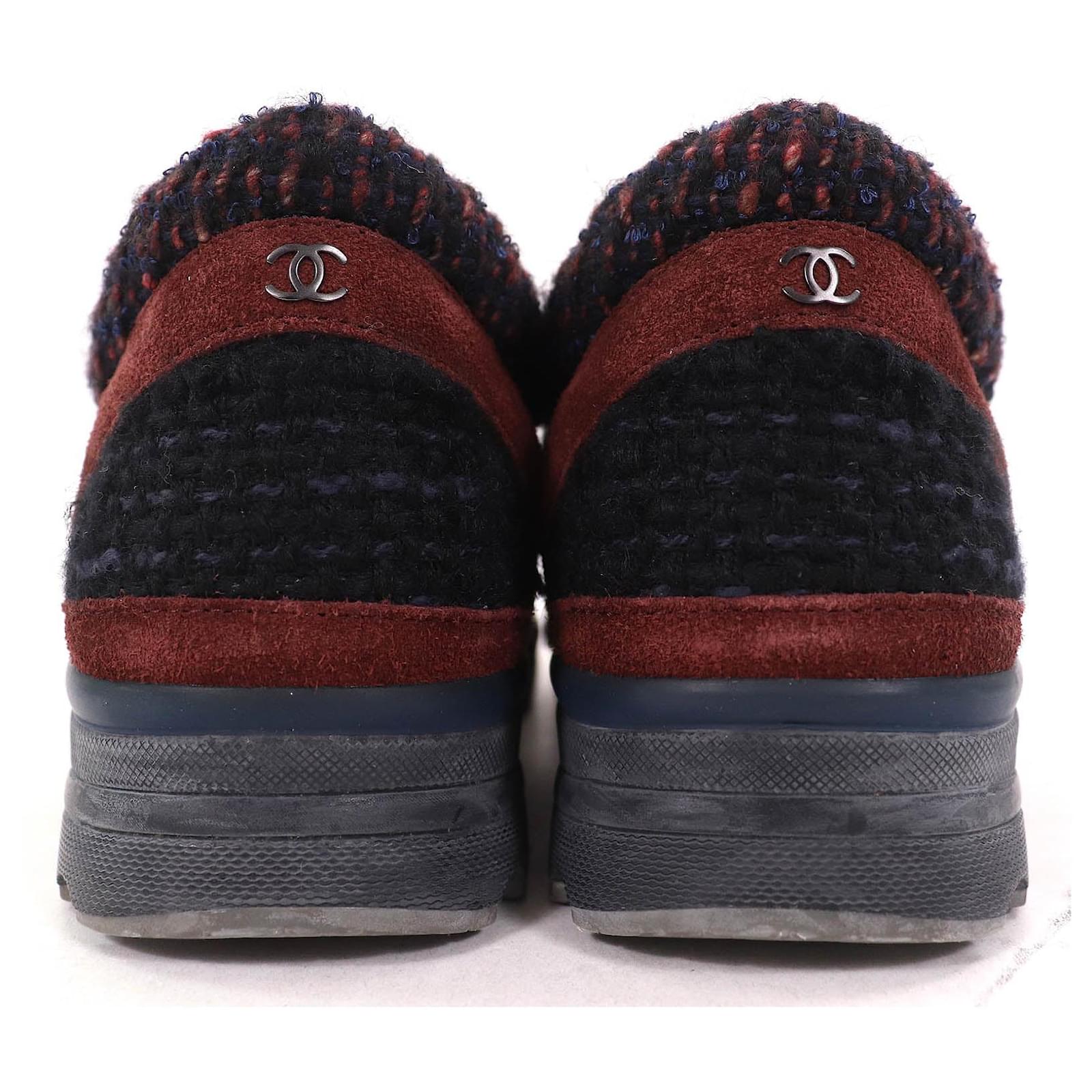 Chanel COCO Mark Tweed Switch Suede leather Sneakers Brown Black