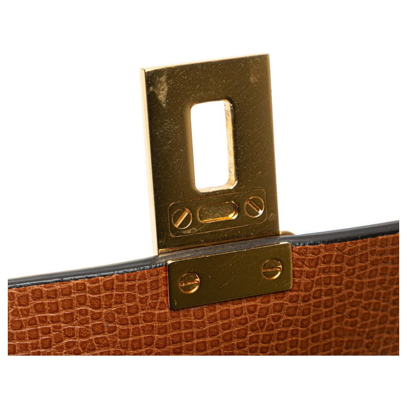 Sac Bandoulière Chloé Drew En Cuir Grainé Marron Avec Chaînette Dorée - Occasion Authentique