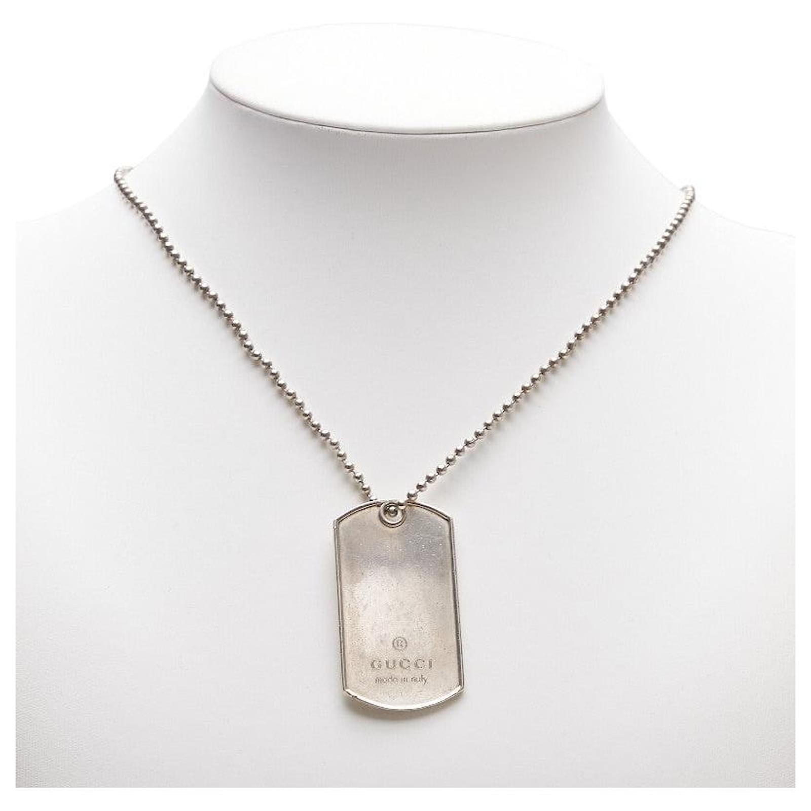 Gucci Dog Tag SV925 Necklace Silvery ref.2561093 - Joli Closet