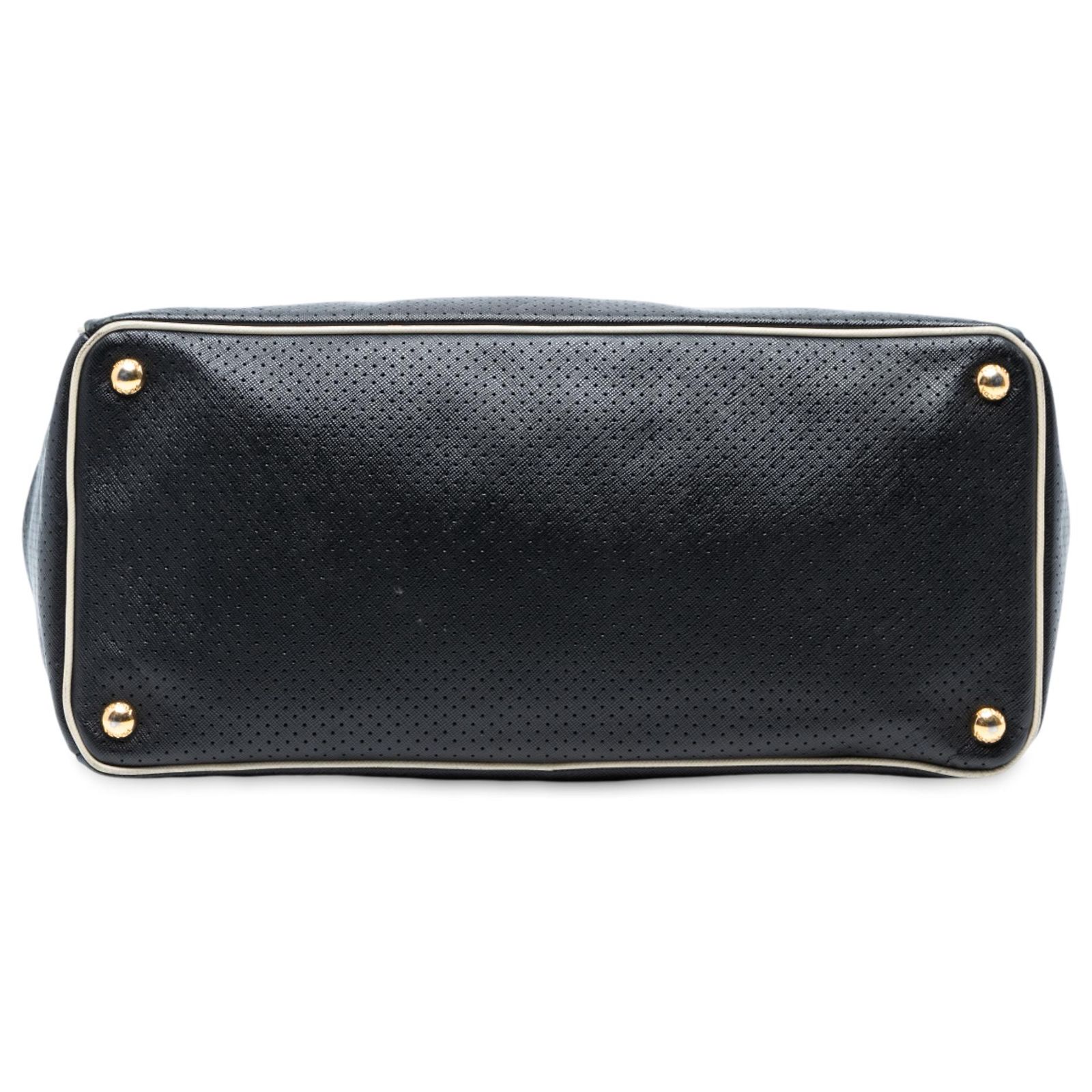 Prada Black Large Perforated Saffiano Lux Galleria Zip Tote 
