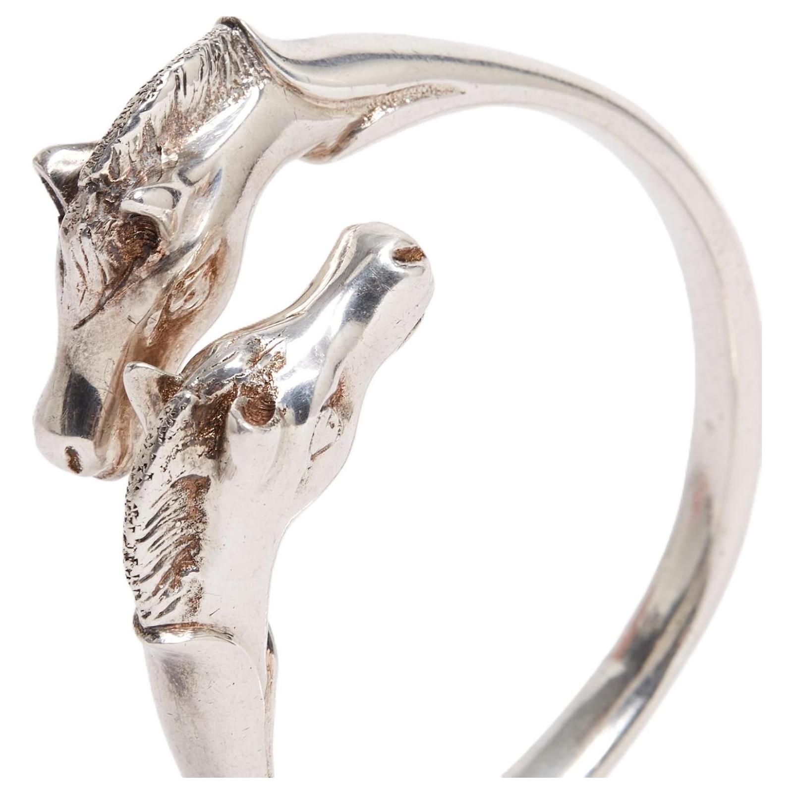 Hermès Galop Double Bracelet Silver 1985s Sterling Silver Gallop