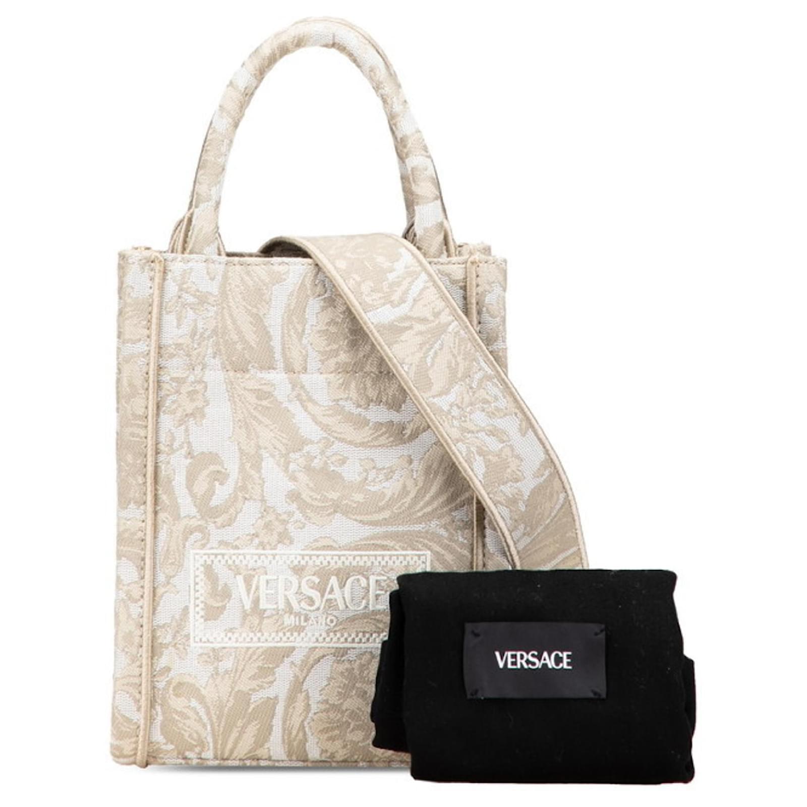 Versace Barocco Athena Mini Tote Bag Beige Cloth ref.JC2562280
