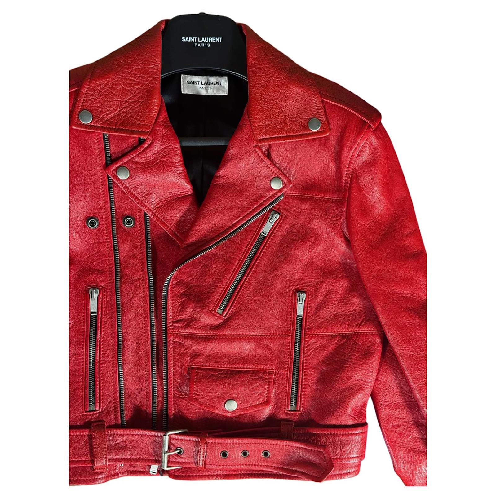 Perfecto Saint Laurent Red Leather ref.2562551 - Joli Closet