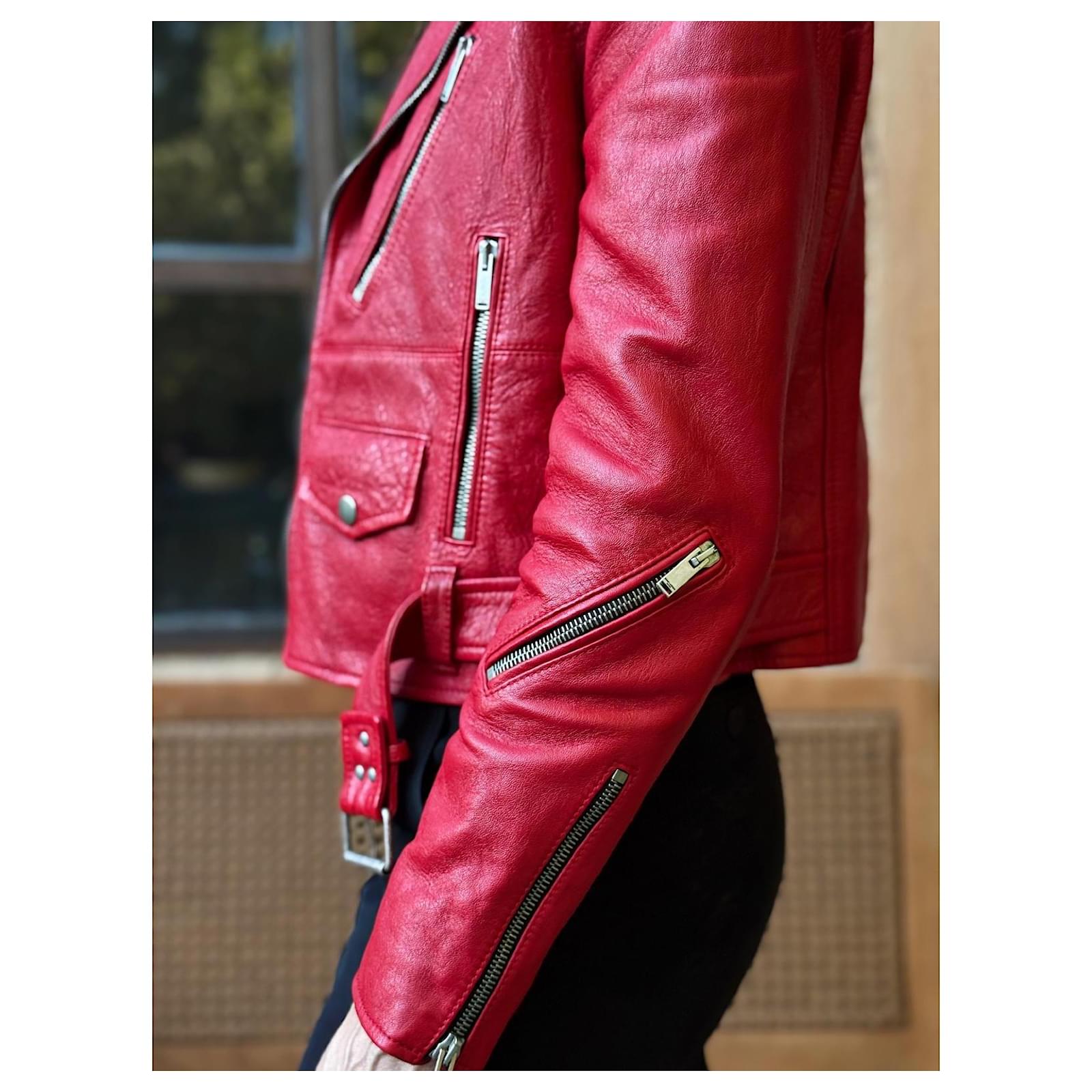 Perfecto Saint Laurent Red Leather ref.2562551 - Joli Closet