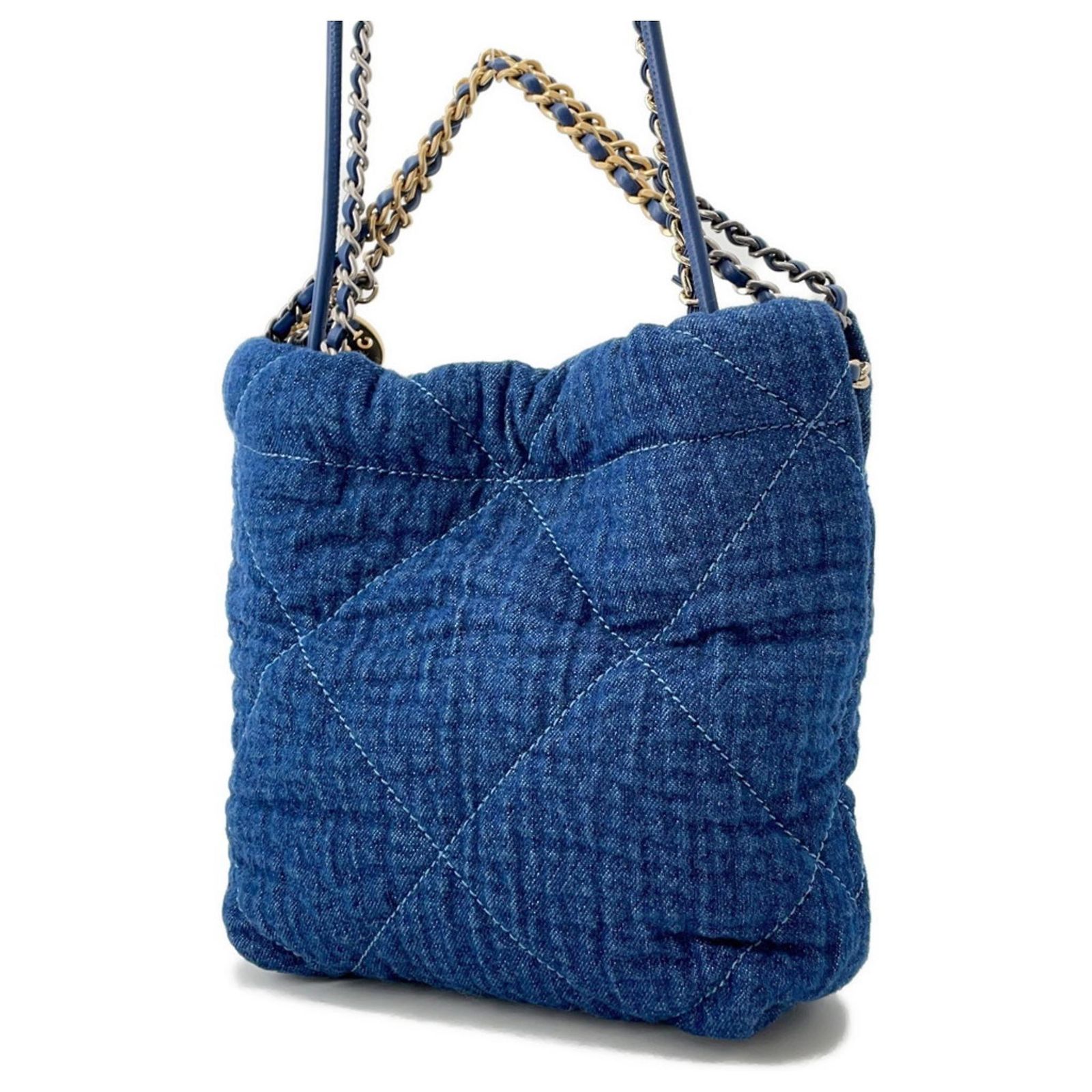Chanel 22 Mini Coco Mark Denim Handbag Blue ref.JC2563206 (Sold