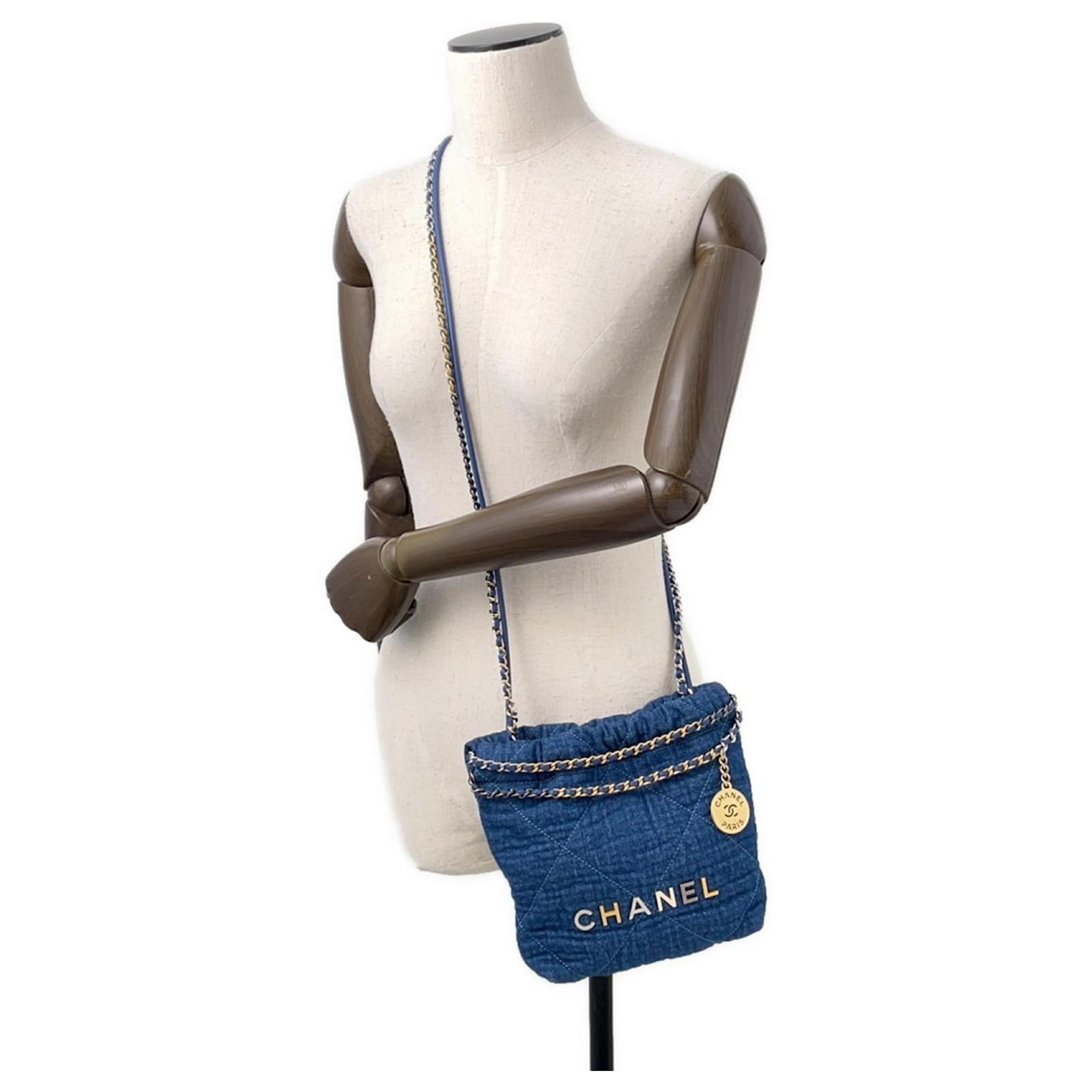 Chanel 22 Mini Coco Mark Denim Handbag Blue ref.JC2563206 (Sold