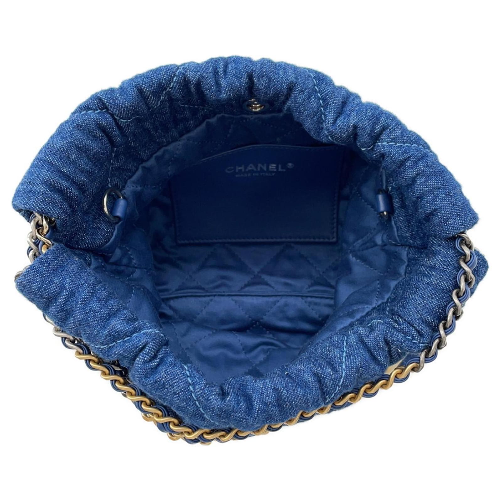 Chanel 22 Mini Coco Mark Denim Handbag Blue ref.JC2563206 (Sold